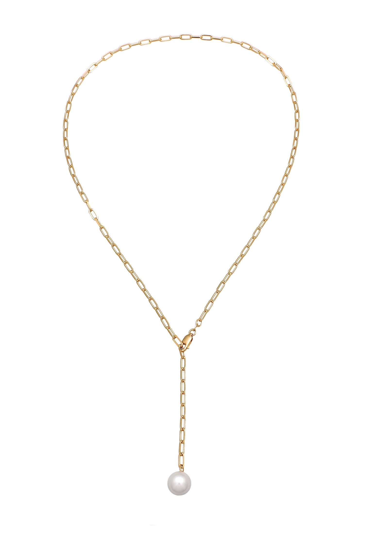 Elli Y-Kette »Halskette Y-Kette Synthetische Perle Weiß 925 Sterling Silber vergoldet«