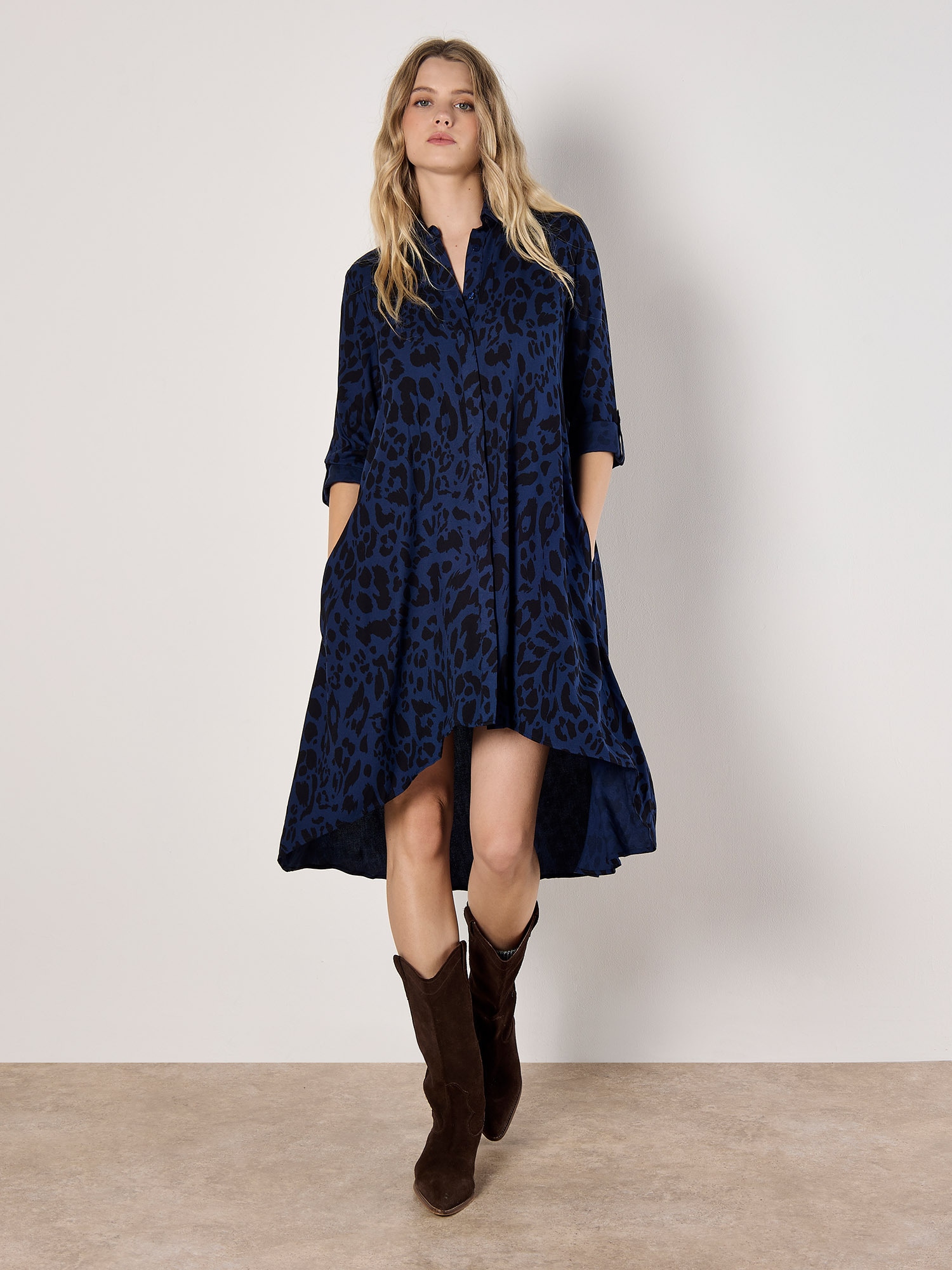 Apricot Hemdblusenkleid »Minikleid« 1 tlg. mit Krempelärmeln