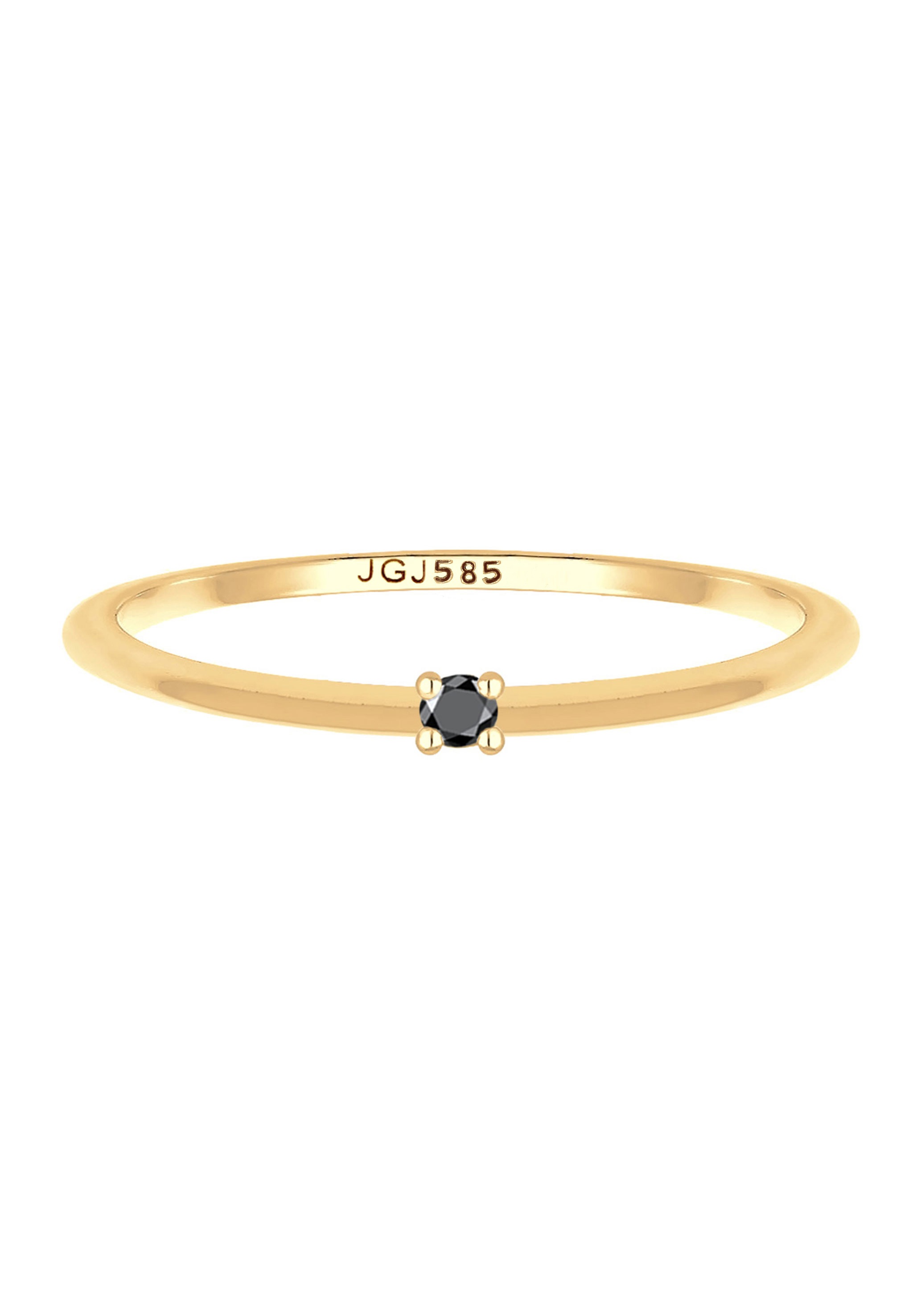 Elli DIAMONDS Diamantring »Ring Solitär Diamant Schwarz Brillantschliff (0.003 ct) 585 Gelbgold«