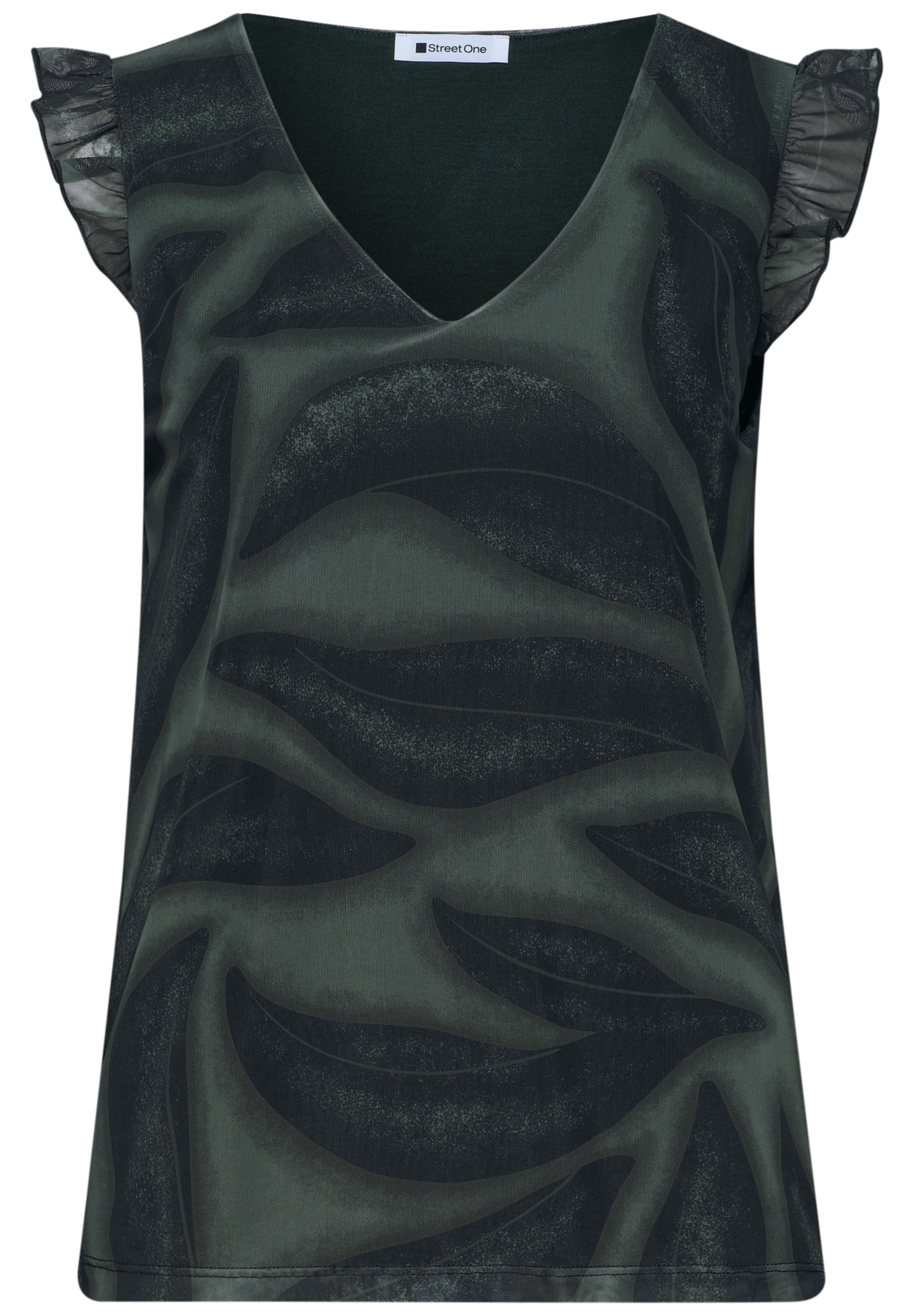 STREET ONE Shirttop Geblümtes Sommertop mit Volant-Details