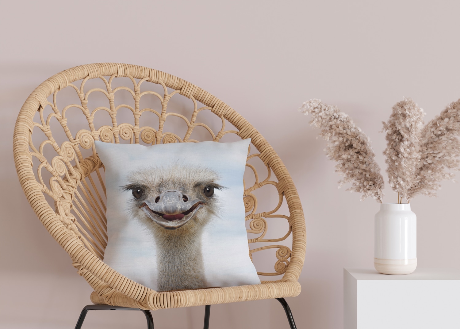 queence Dekokissen »Vogelstrauß«, Kissenhülle mit HD Premium Druck, geruchsneutral, 40x40cm