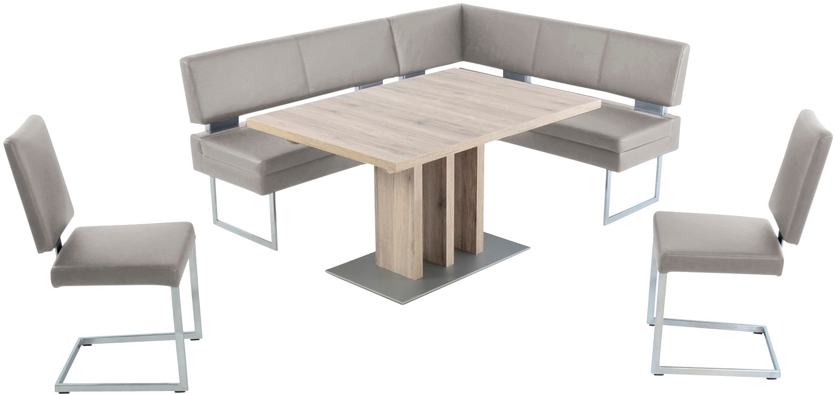 K+W Komfort & Wohnen Essgruppe 4 Stk. tlg. langer Schenkel links oder rechts, 2 Freischwinger, 1 Funktionstisch