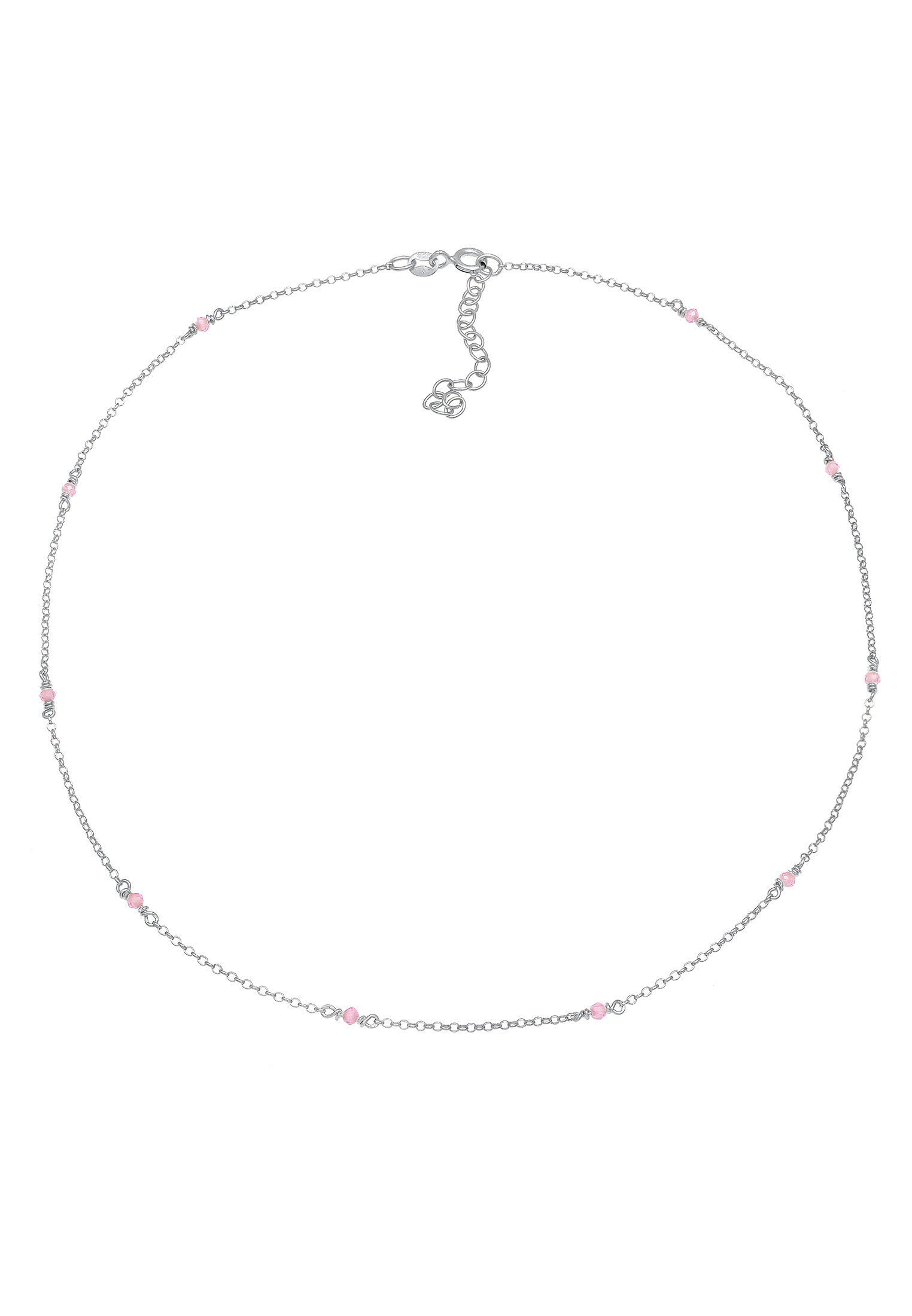 Elli Choker »Halskette Choker Rosa Quarz Kugeln Perlen 925 Silber«