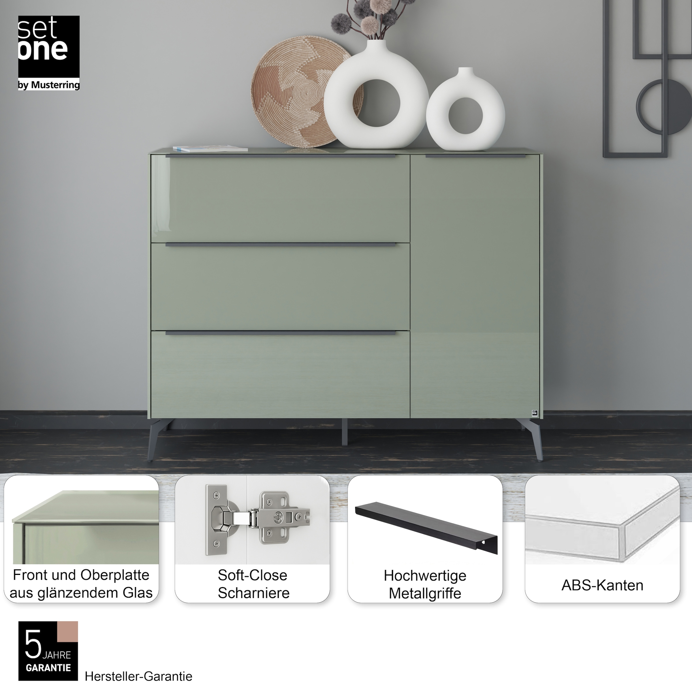 set one by Musterring Sideboard »Reno« 1 Stk. tlg. Mit Winkelfuß in diversen Farben, 109 cm Höhe & Farbauswahl