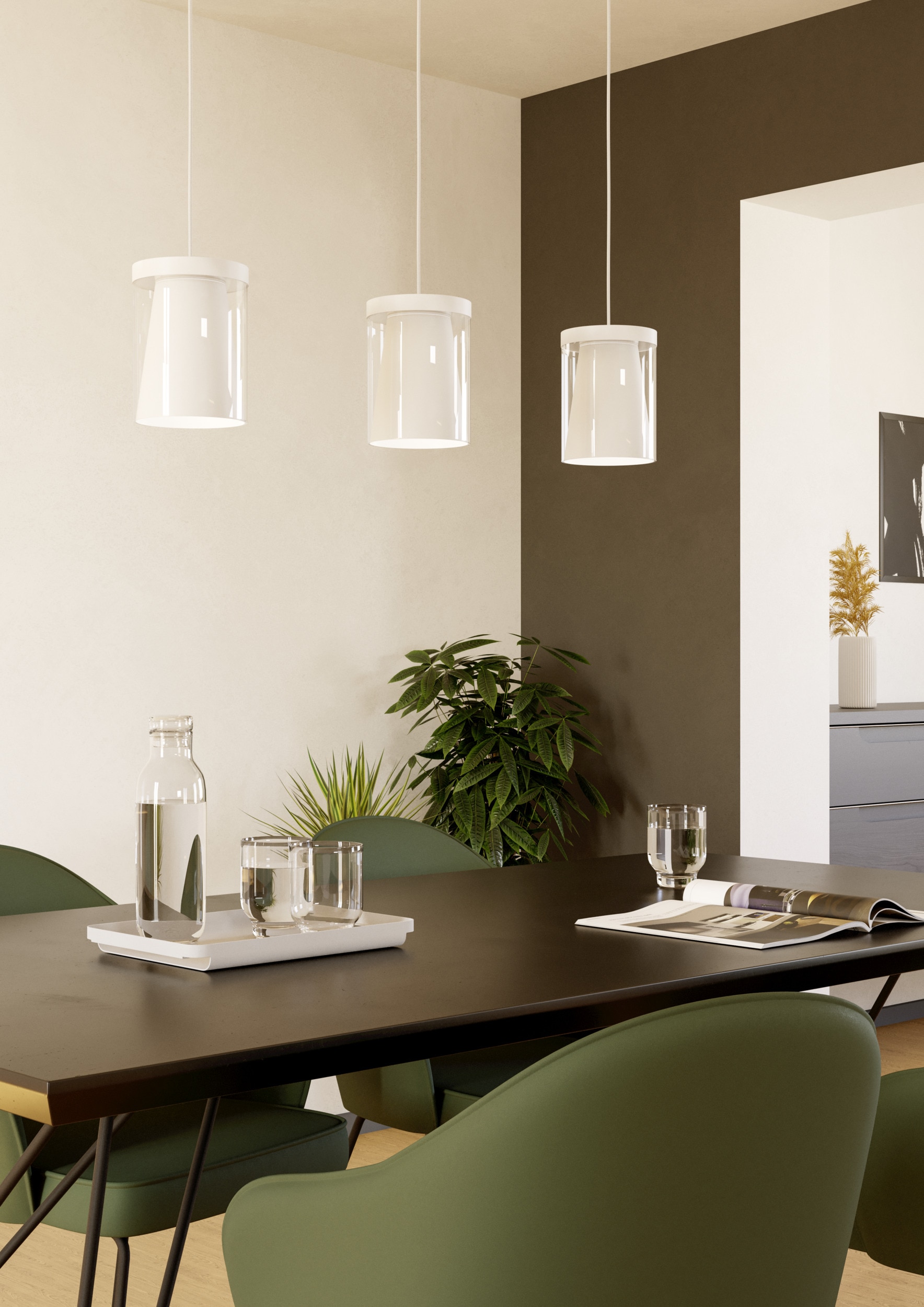 EGLO Hängeleuchte »CHIUSELLO-Z Pendellampe - Stahl - LED - 3X3,7W - IP20« LED-Modul 1 Stk. Kaltweiß | Neutralweiß | Warmweiß Hängelampe, Deckenlampe, Wohnzimmer, Esszimmer, L83 x B13 x H110 cm