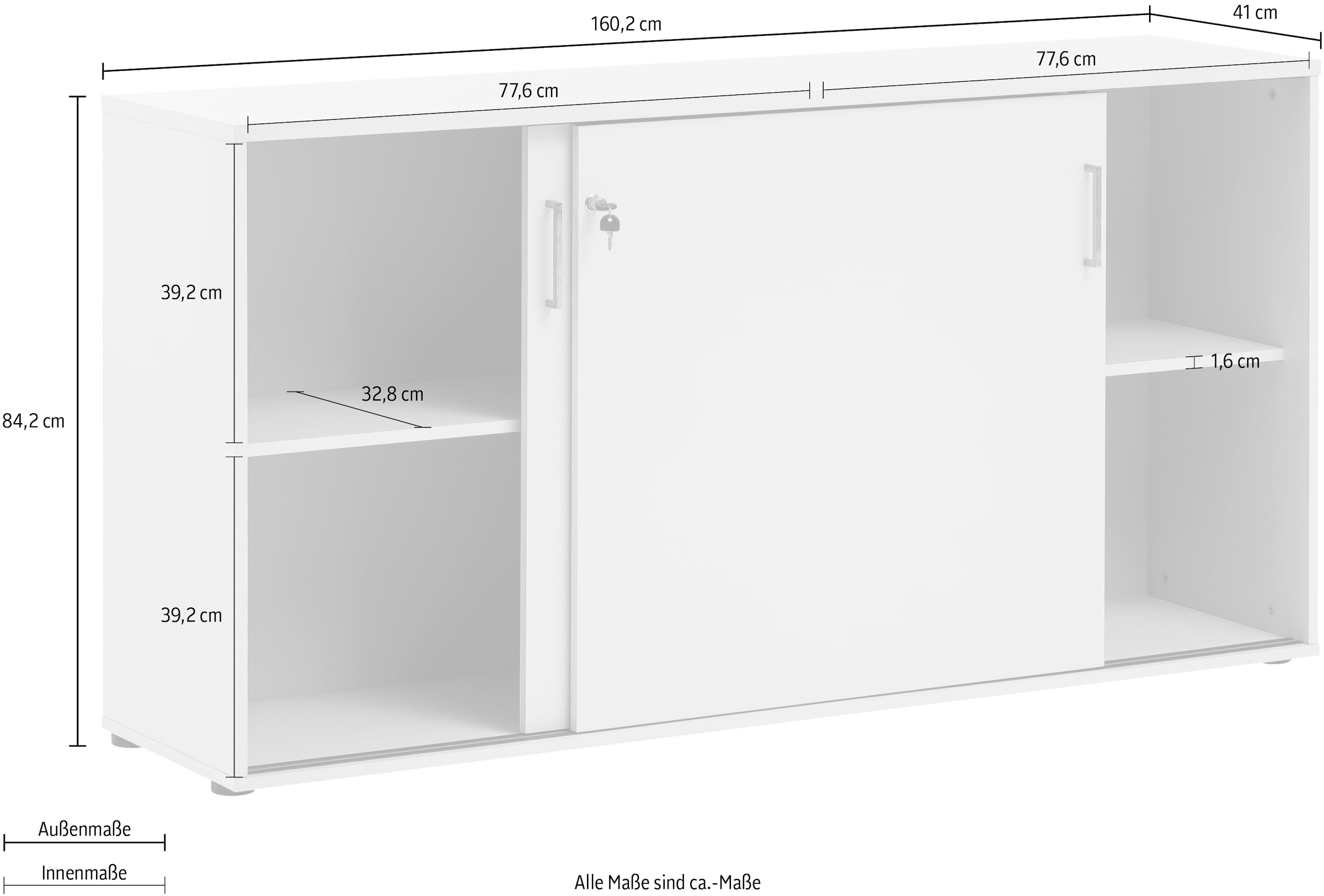 Schildmeyer Aktenschrank »Serie 1500 made in Germany«, abschließbare Kommode, Maße B160,2 x T41 x H84,2 cm, Made in Germany