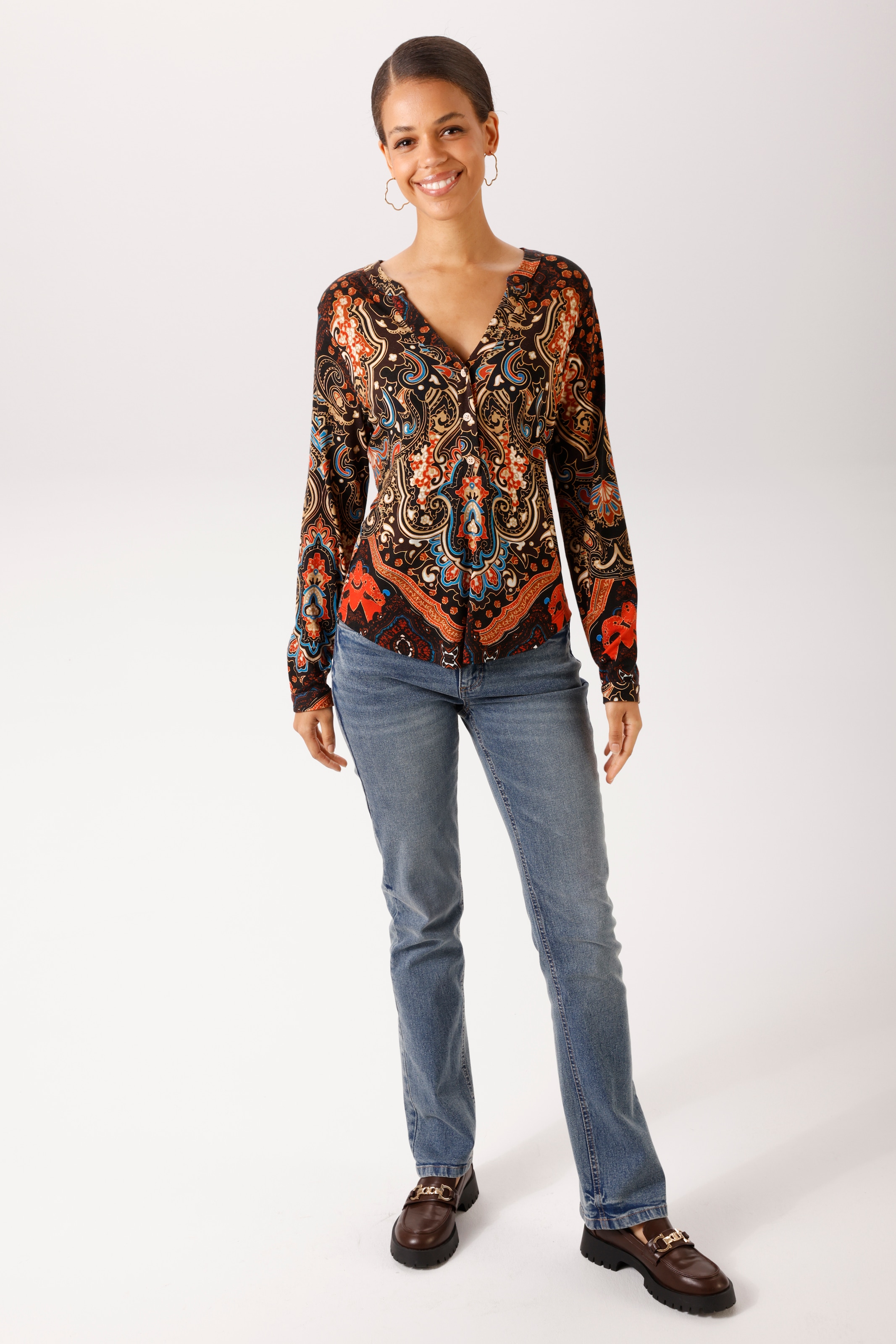 Aniston CASUAL Schlupfbluse mit farbenfrohen, fantasievollem Ornament-Druck - NEUE KOLLEKTION