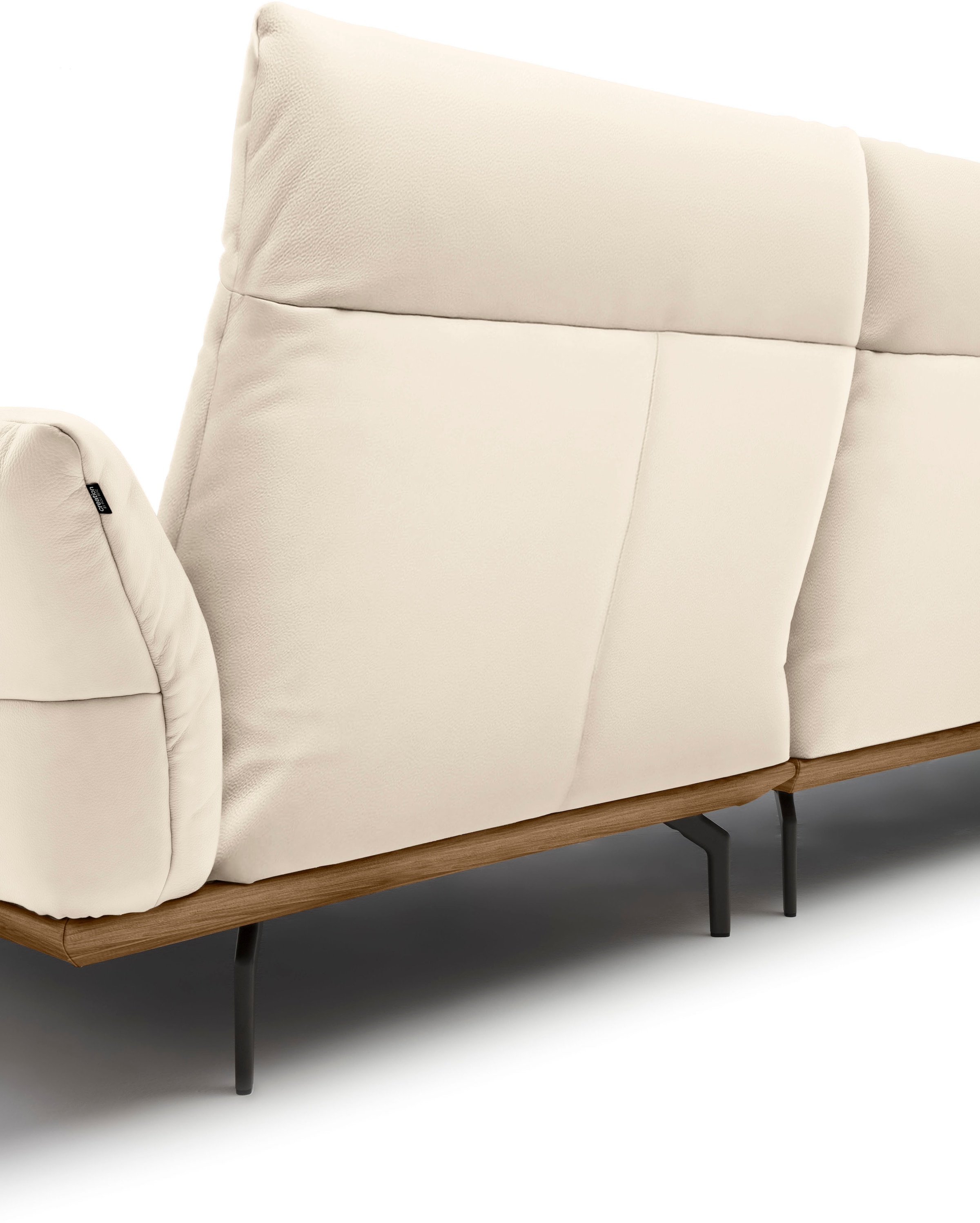 Creation BY ROLF BENZ Ecksofa »CR.460«, Sockel in Nussbaum, Winkelfüße in Umbragrau, Breite 298 cm