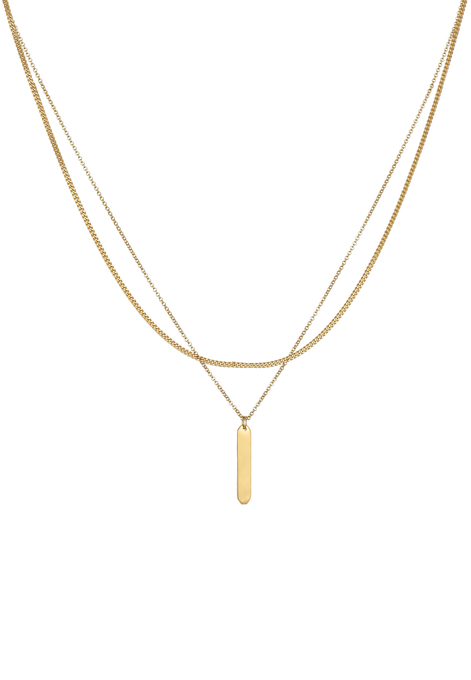 Elli Silberkette »Halskette Layer Label Plätte Geo 925 Silber«