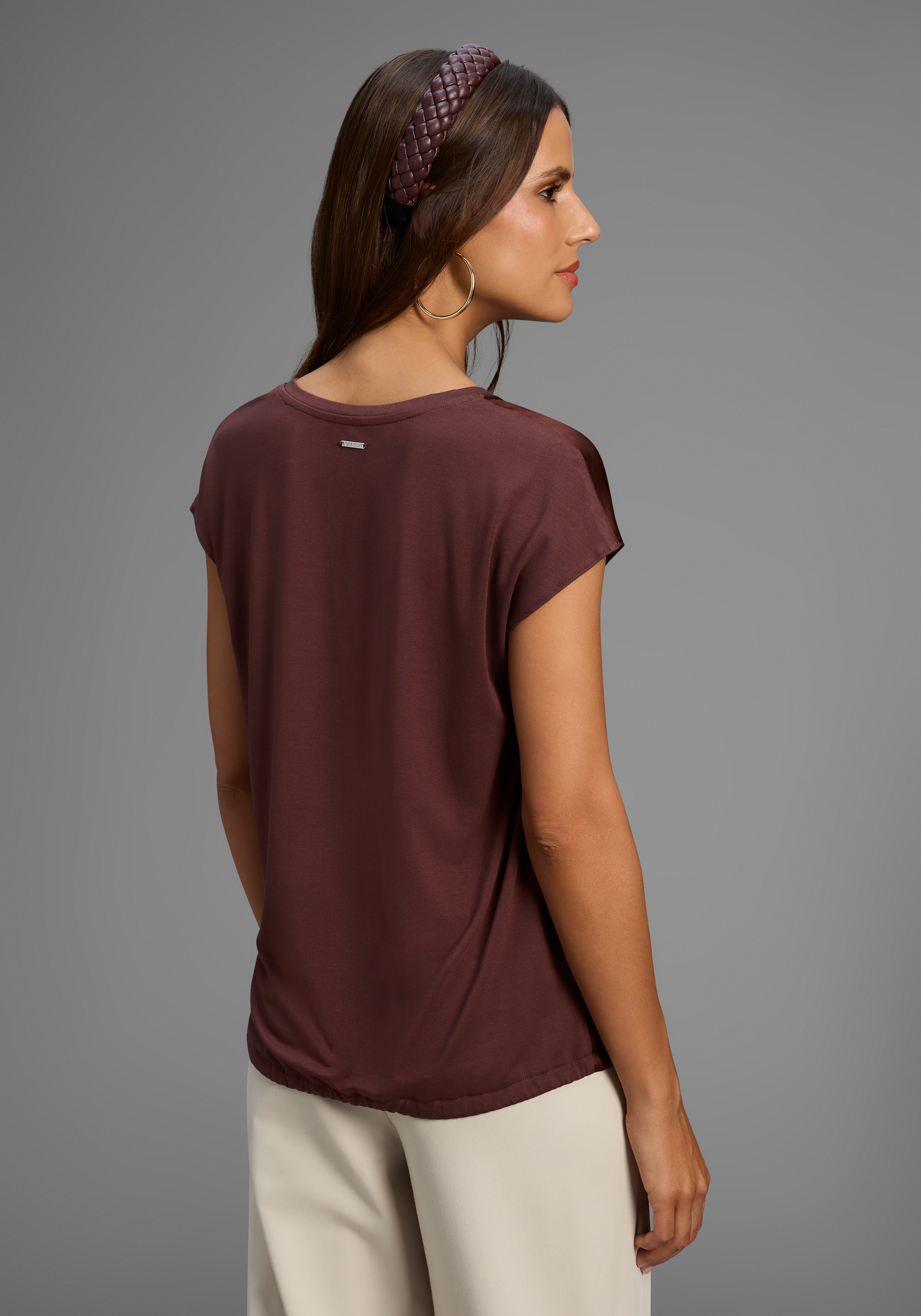 Laura Scott Shirtbluse, Satin-Bluse mit Jersey-Rückenteil und Bindeband - NEUE KOLLEKTION