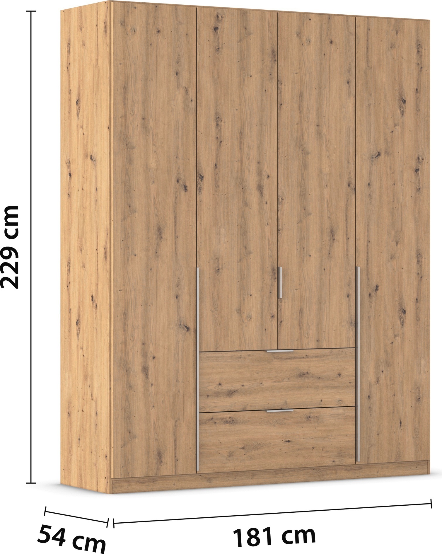 rauch Drehtürenschrank »Kleiderschrank Schrank Garderobe AGORDO mit Dekor- oder Hochglanzfront«, (in zwei Griff-Farben mit Dekor- oder Hochglanzfront), mit Außenschubkästen, in 6 Breiten und 2 Höhen MADE IN GERMANY