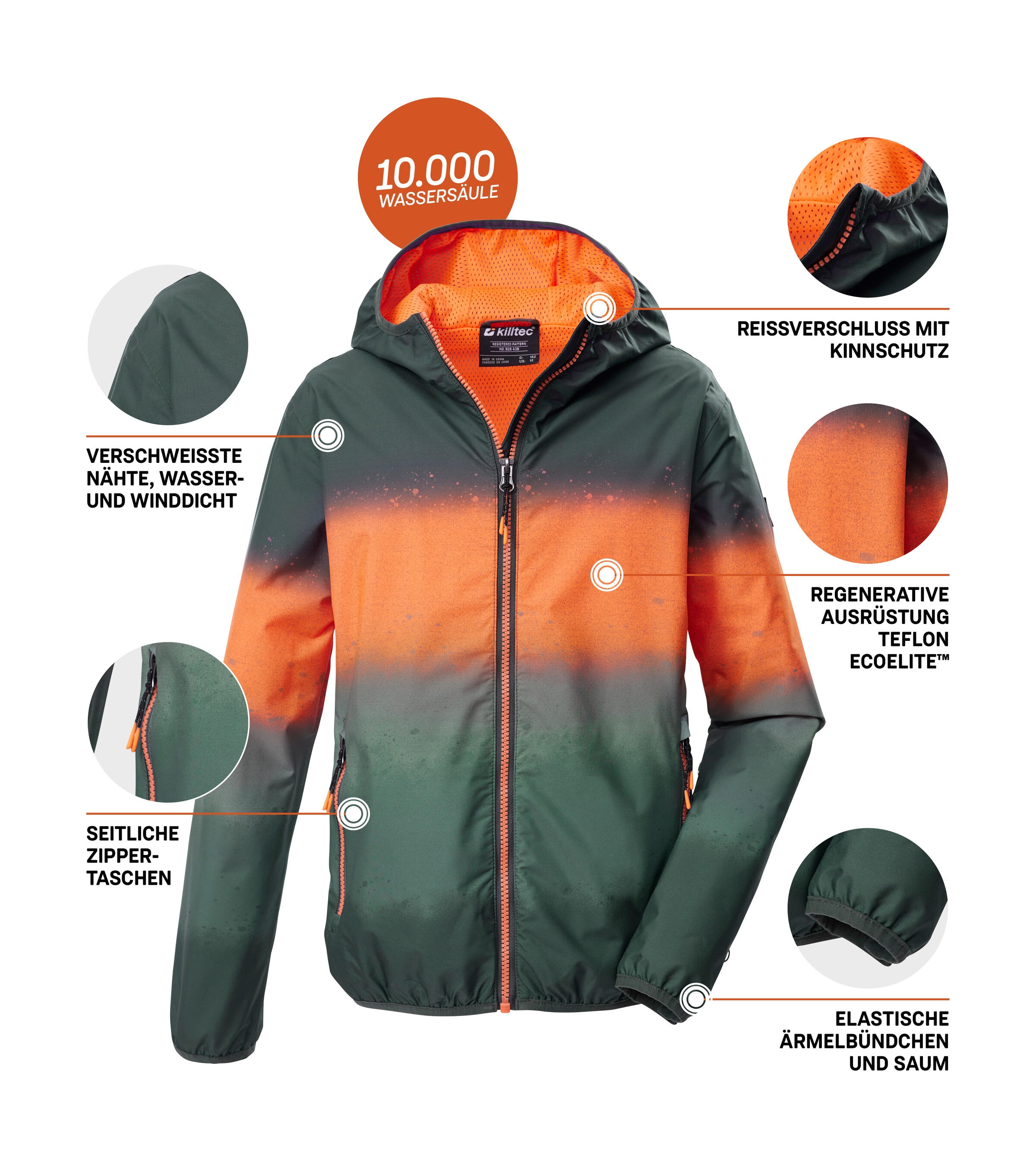 Killtec Funktionsjacke »KOS 144 BYS JCKT« Wind- und wasserdichte Jungenjacke mit Farbverlauf-Print