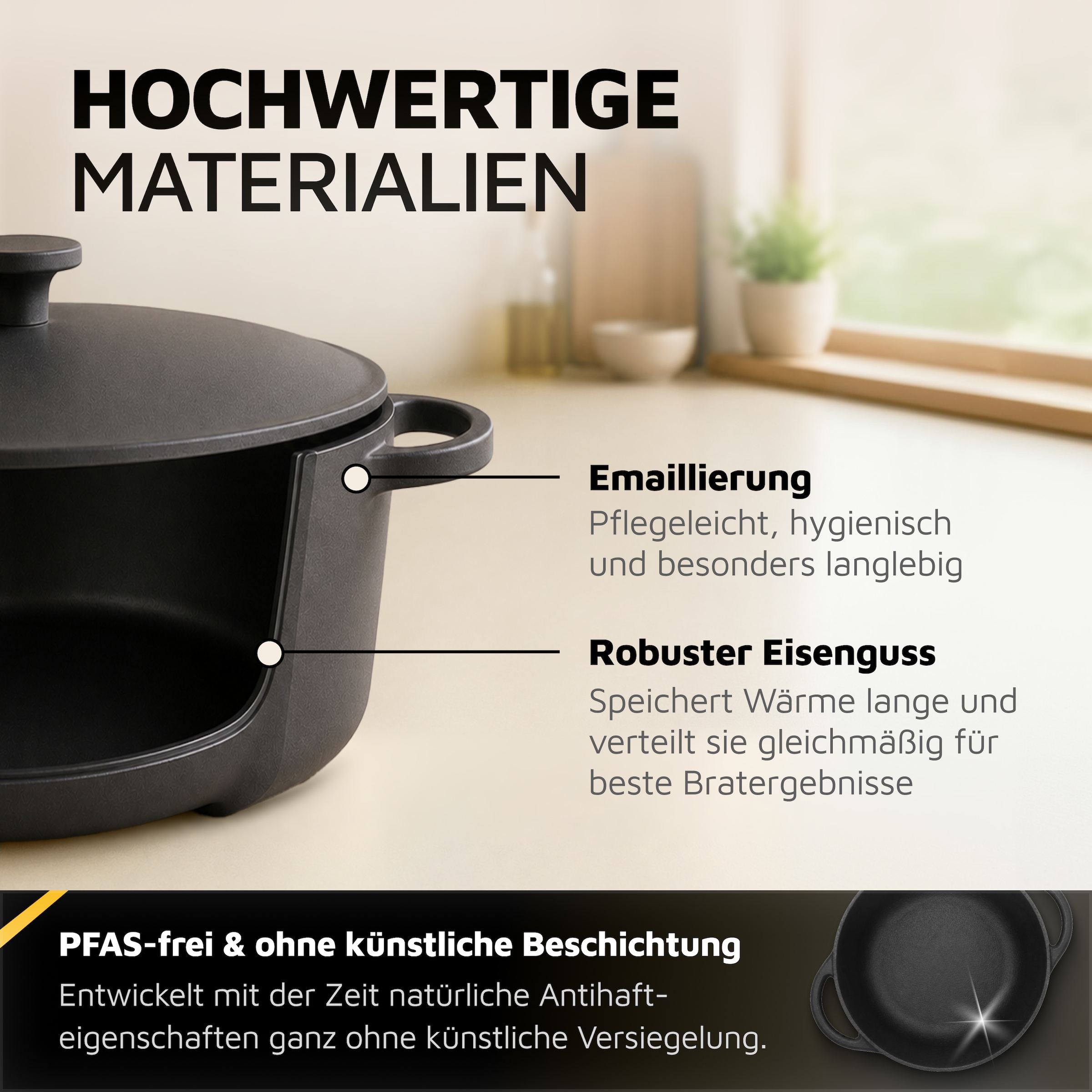 Krüger Fleischtopf »Eisenguss Fleischtopf mit Deckel RUSTICA« 1 Stk. tlg. Gusseisen