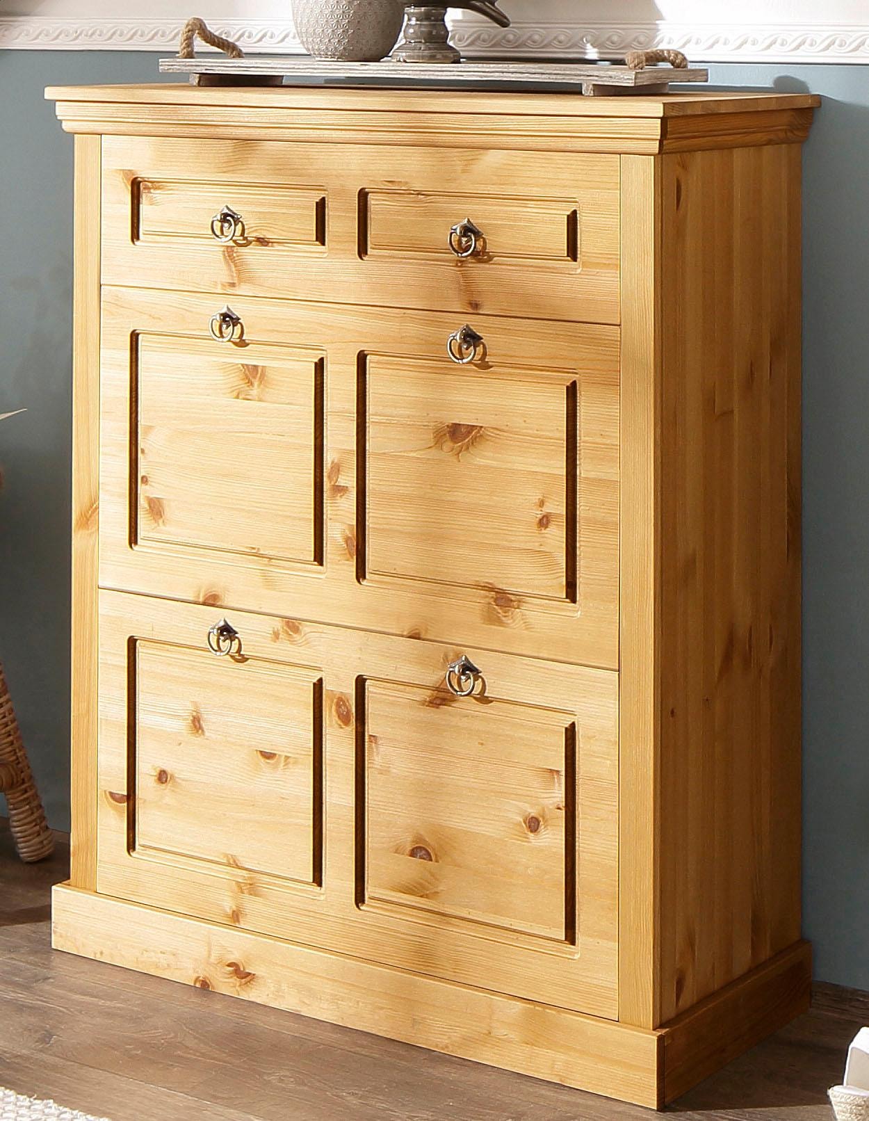 OTTO home Schuhschrank »Basilico« aus massiver Kiefer, FSC®, Breite 90 cm, mit Schublade, Kassettenoptik