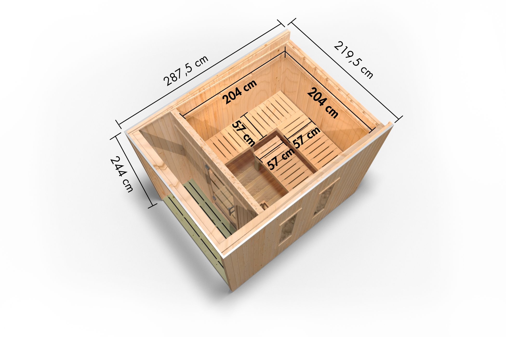 Karibu Saunahaus »»Lars« naturbelassen« Set, 