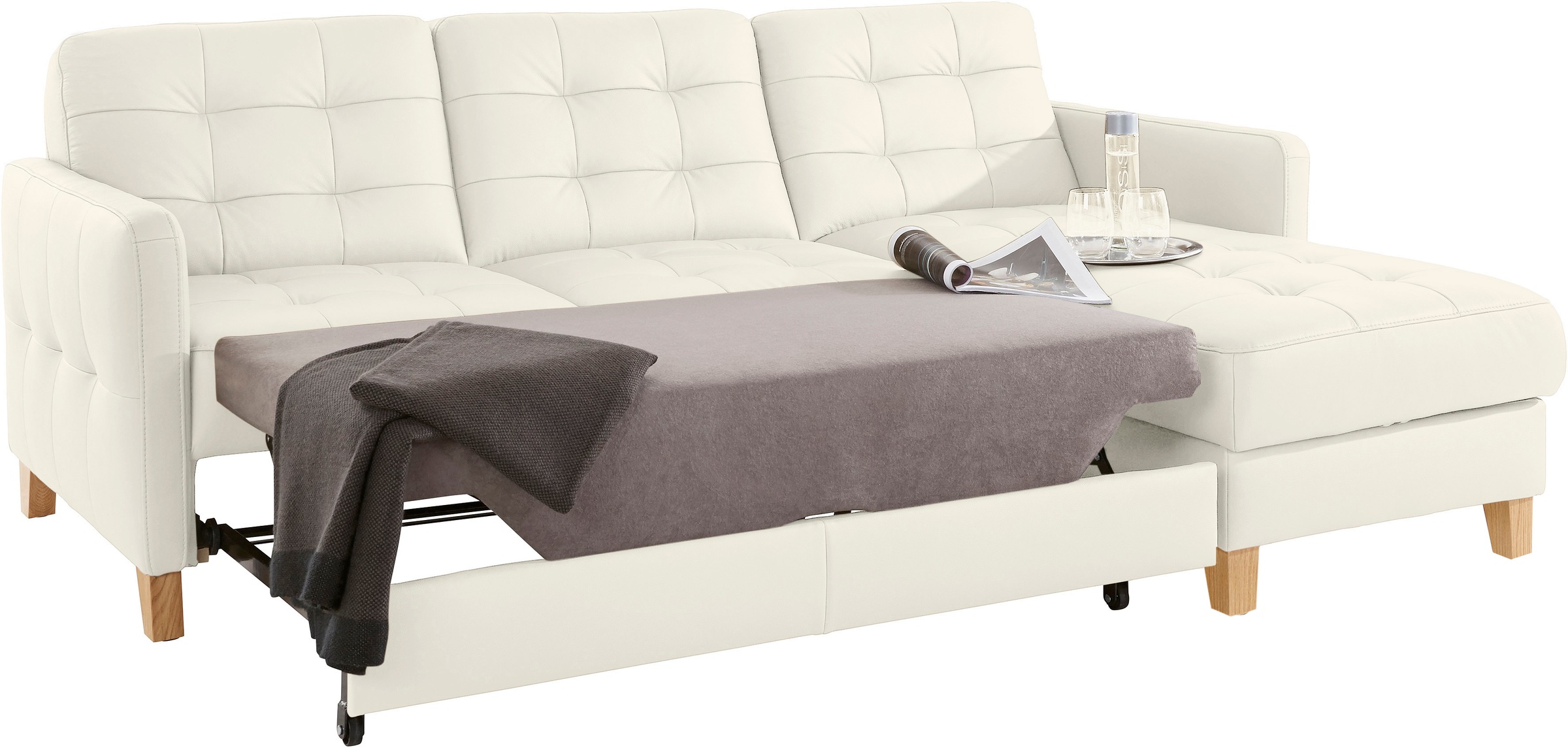 exxpo - sofa fashion Ecksofa »Elio, kompakt und komfortabel, bequem und zeitloses Design, L-Form«, wahlweise mit Bettfunktion