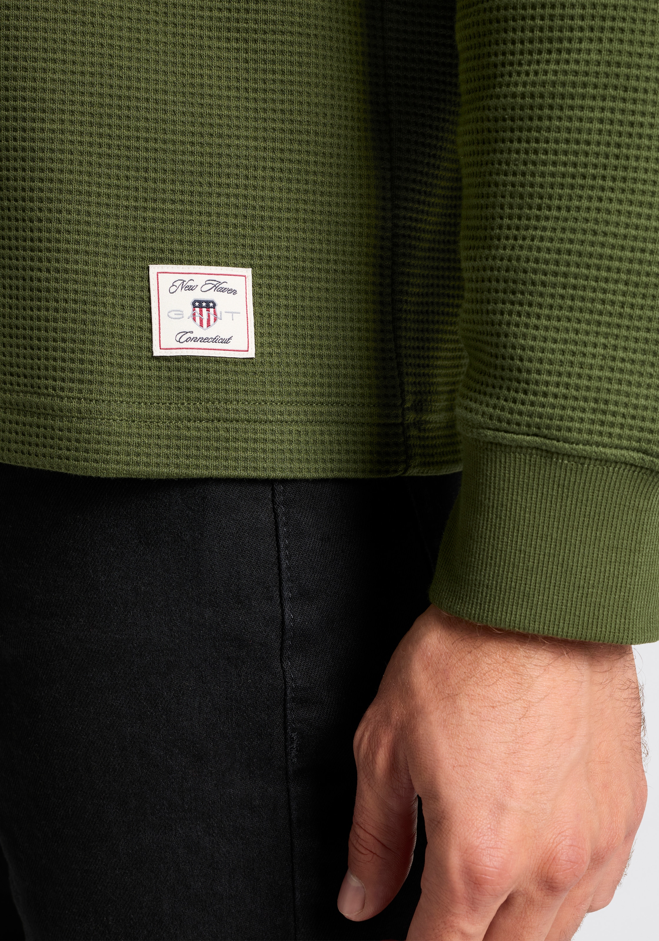 Gant Henleyshirt »WAFFLE LS HENLEY« Rundhalsausschnitt, Regular fit, Waffelstruktur