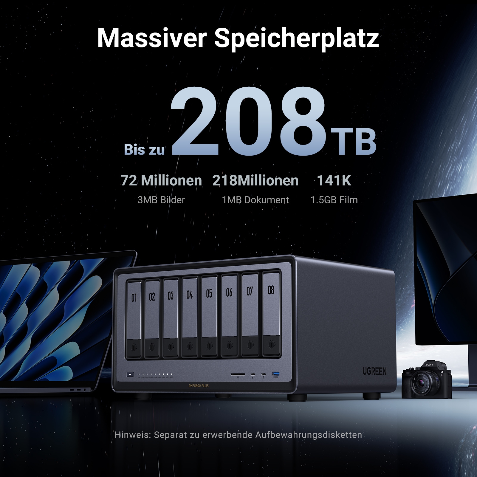 UGREEN NAS-Server »DXP8800 Plus 8-Bay-NAS (Diskless)«