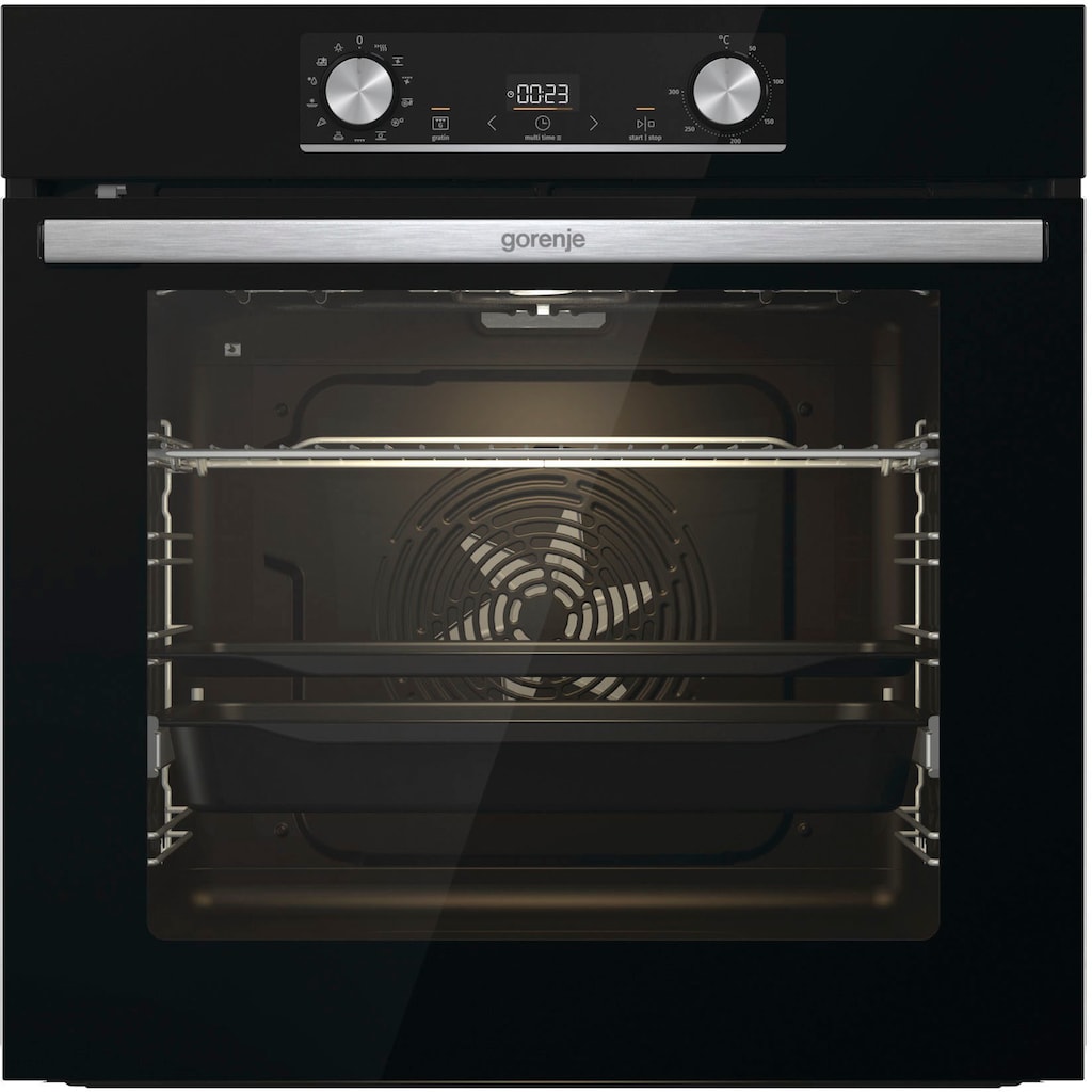 GORENJE Backofen-Set »Black/Steel Steam Pyro Set«, BPSX6737E06BG, mit 1-fach-Teleskopauszug, Pyrolyse-Selbstreinigung, (Set)