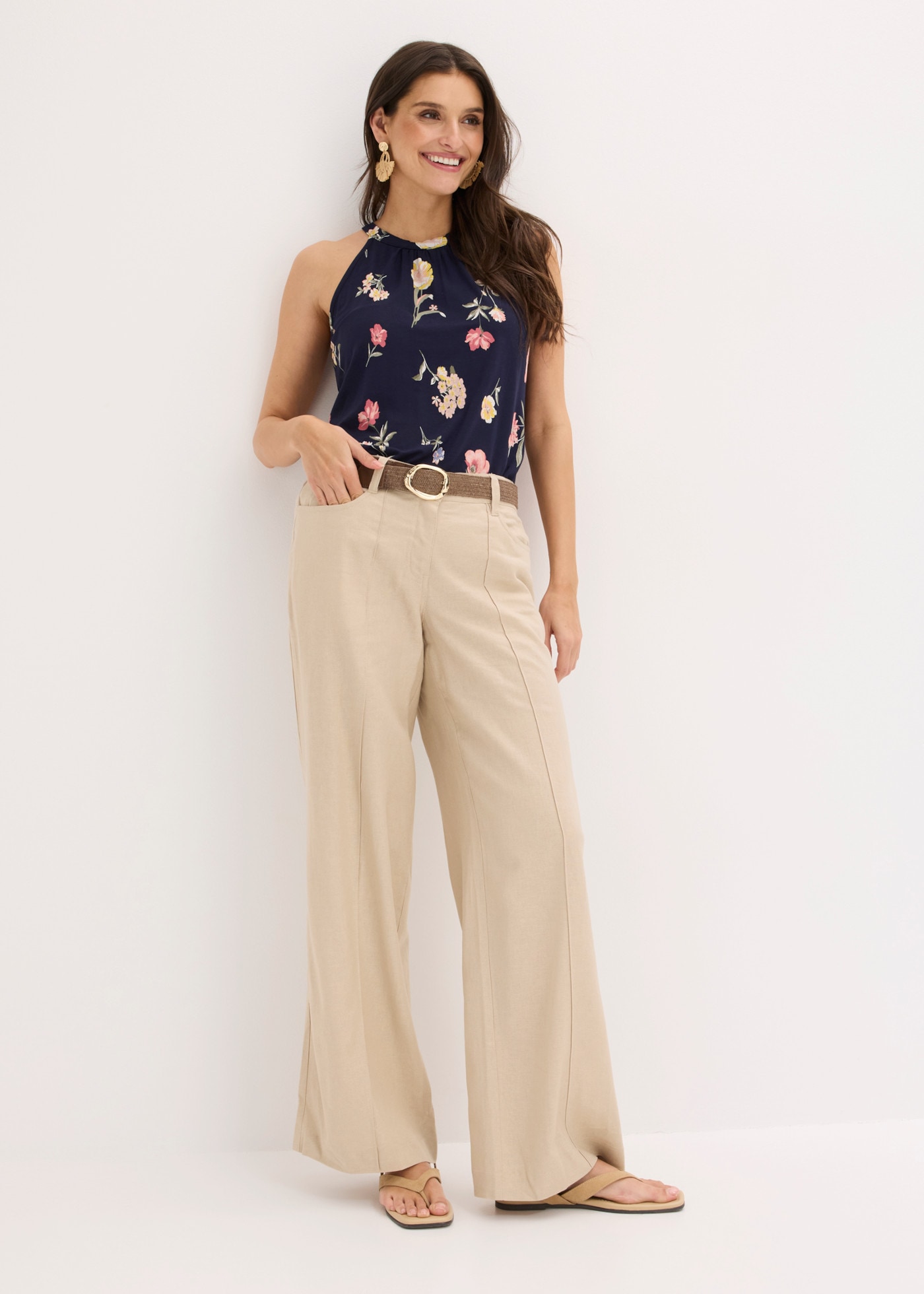 bonprix Palazzohose  aus Leinen und Viskose, Loose Fit, eleganter Stil