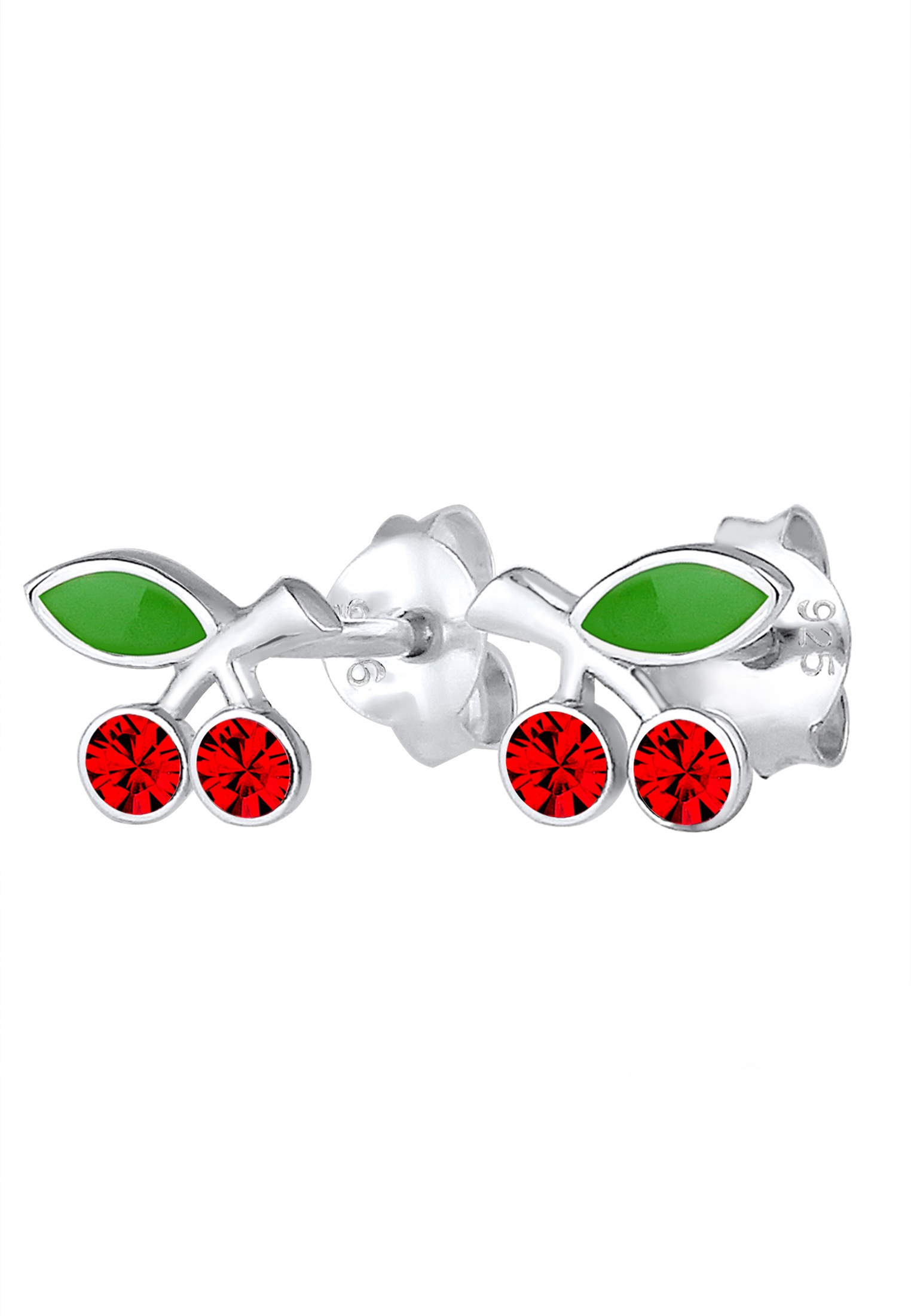 Elli Paar Ohrstecker »Ohrringe Kinder Kirsche Glas Kristalle Rot 925 Sterling Silber«