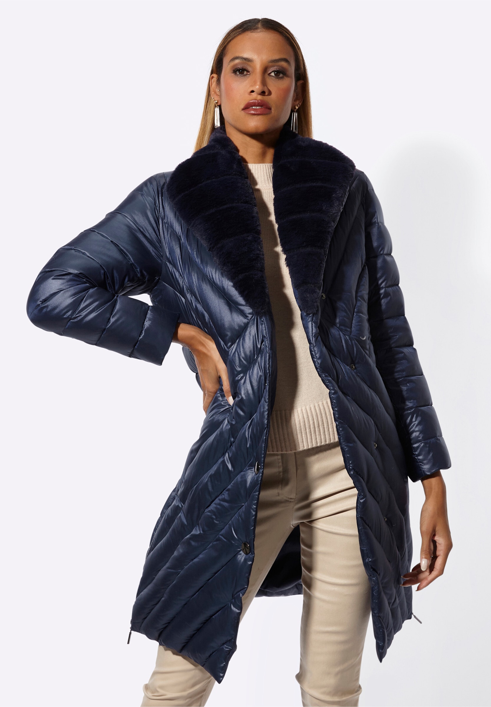 creation L Steppjacke »Daunen-Mantel Daunenmantel« Abnehmbare Kapuze