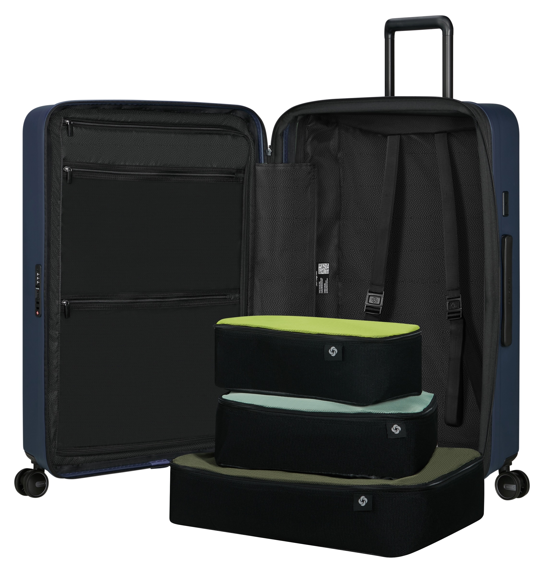Samsonite Hartschalen-Trolley »RESTACKD, verschiedene Größen und Farben«, (mit Packtaschen), 4 Rollen, Reisekoffer mit TSA Schloss Volumenerweiterung Packtaschen