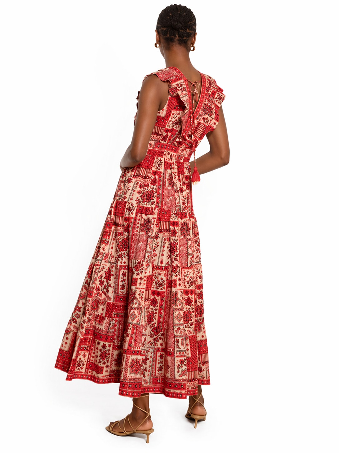 Apricot Partykleid »Schimmerndes Midaxi-Kleid« mit Schalsprint und Stufen