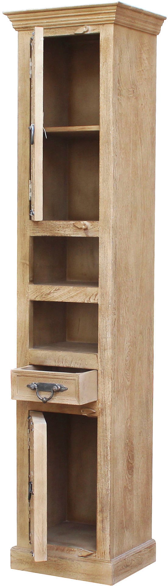 SIT Vitrine »Daipur mit Glastür und 1 Schubkasten. 2 offen Fächer«, geschnitzte Verzierungen, Breite 44/Höhe 188 cm