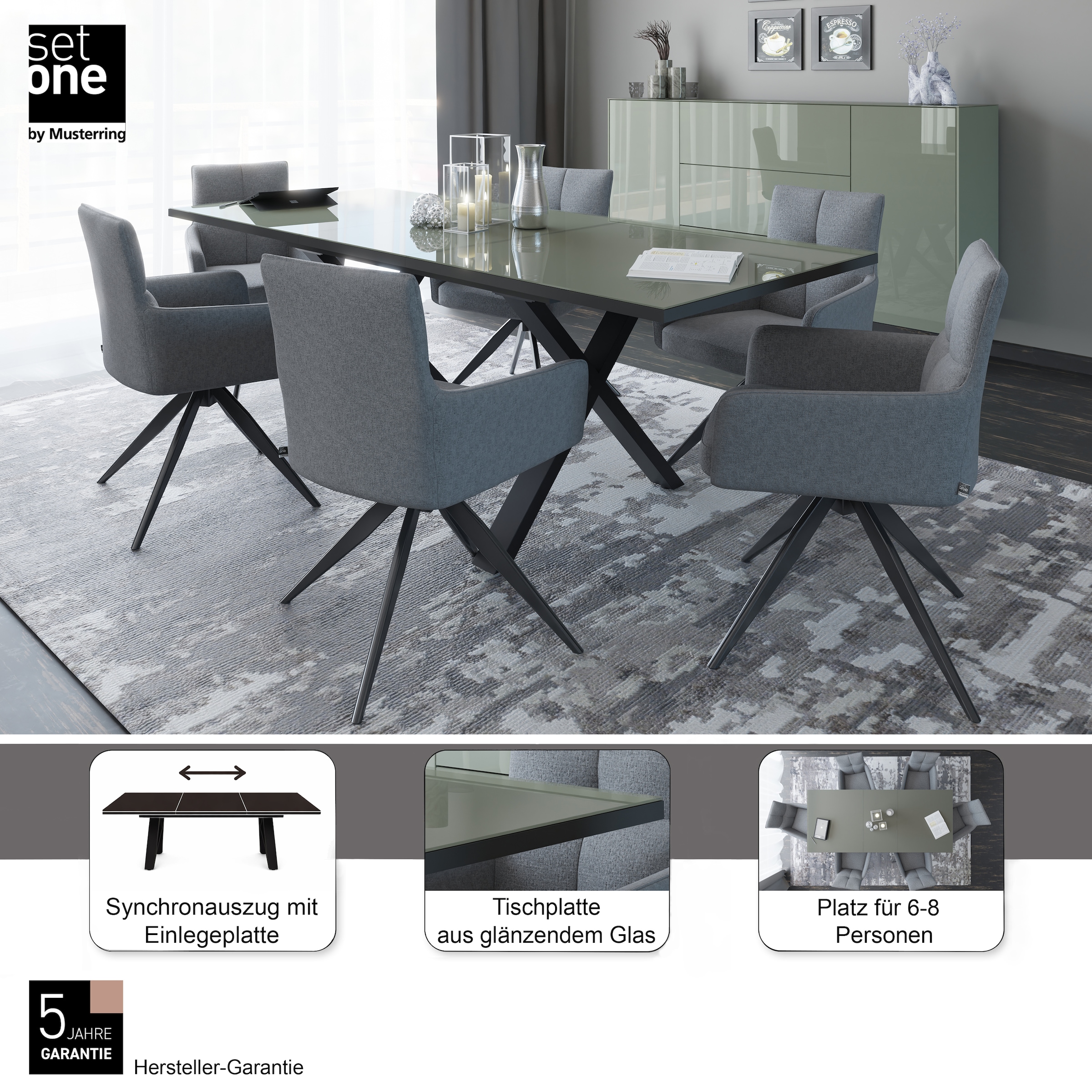 set one by Musterring Esstisch »Reno« 1 Stk. tlg. Mit Vierkantfuß, wählbaren Gestellen und Plattenfarben