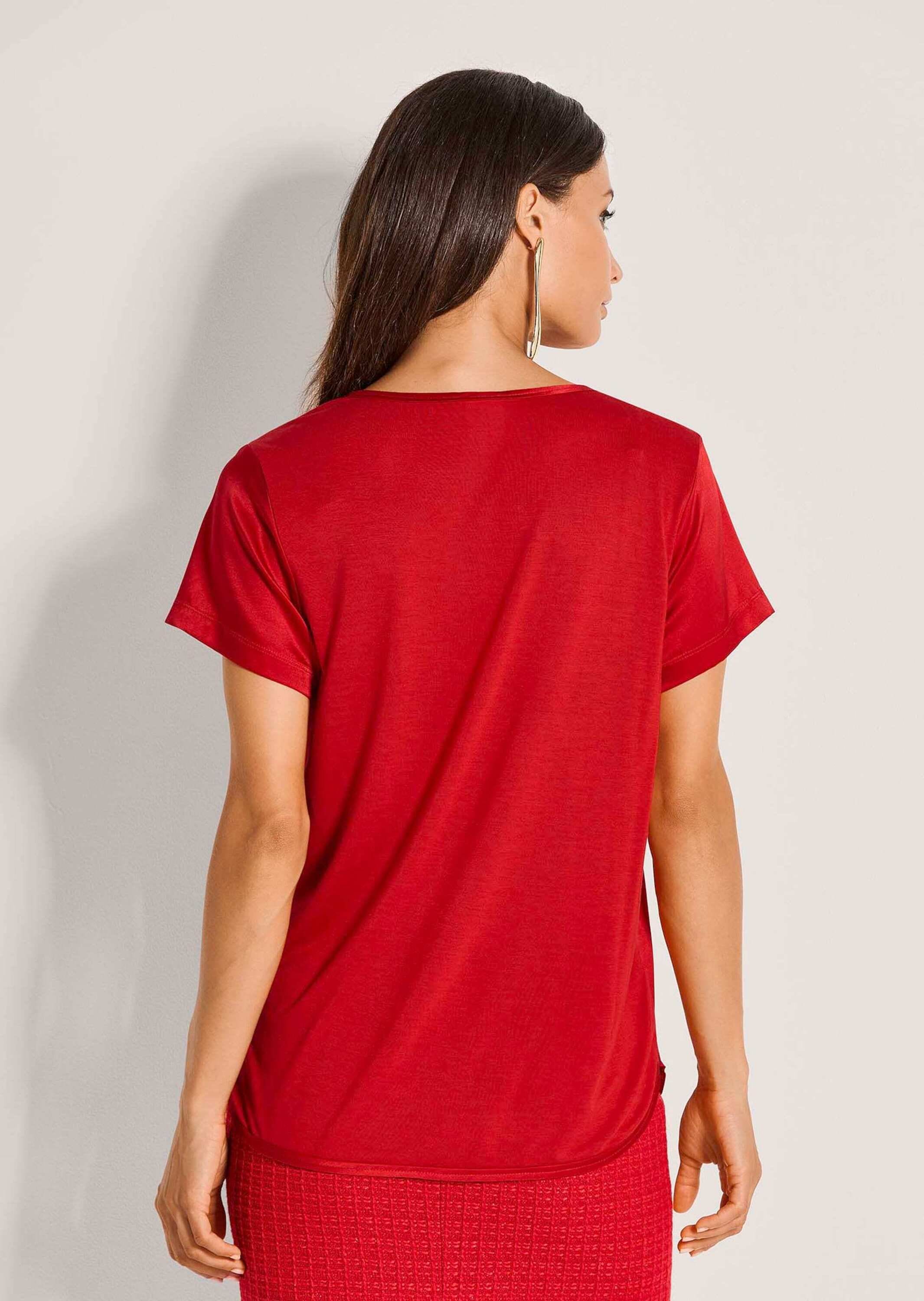 MADELEINE Kurzarmshirt »Jerseyshirt Seidenshirt mit Rippenband« Seidensatin