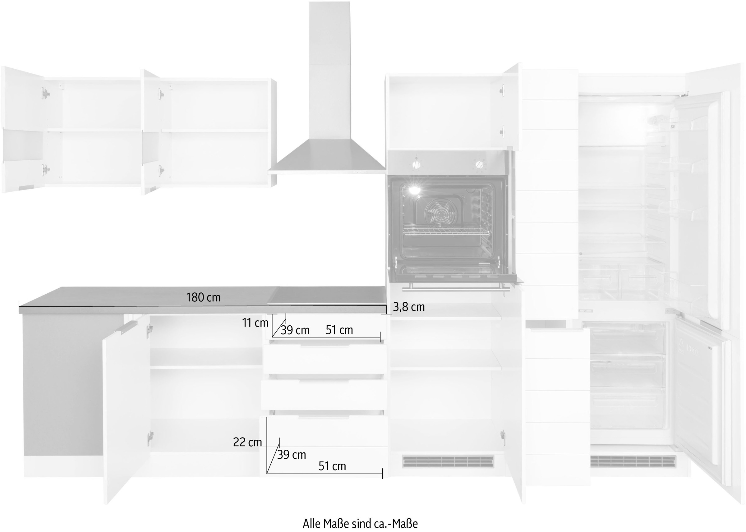 KOCHSTATION Winkelküche »KS-Luhe« Stellbreite 240x330 cm, wahlweise mit oder ohne E-Geräten, MDF-Fronten