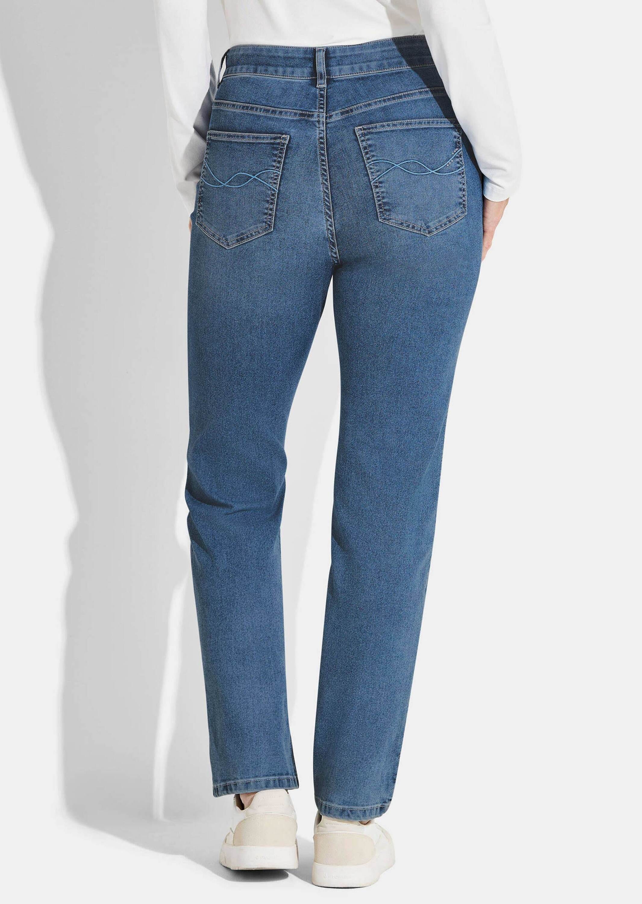 GOLDNER Stretch-Jeans »Gerade Hose CARLA in Hellblau«