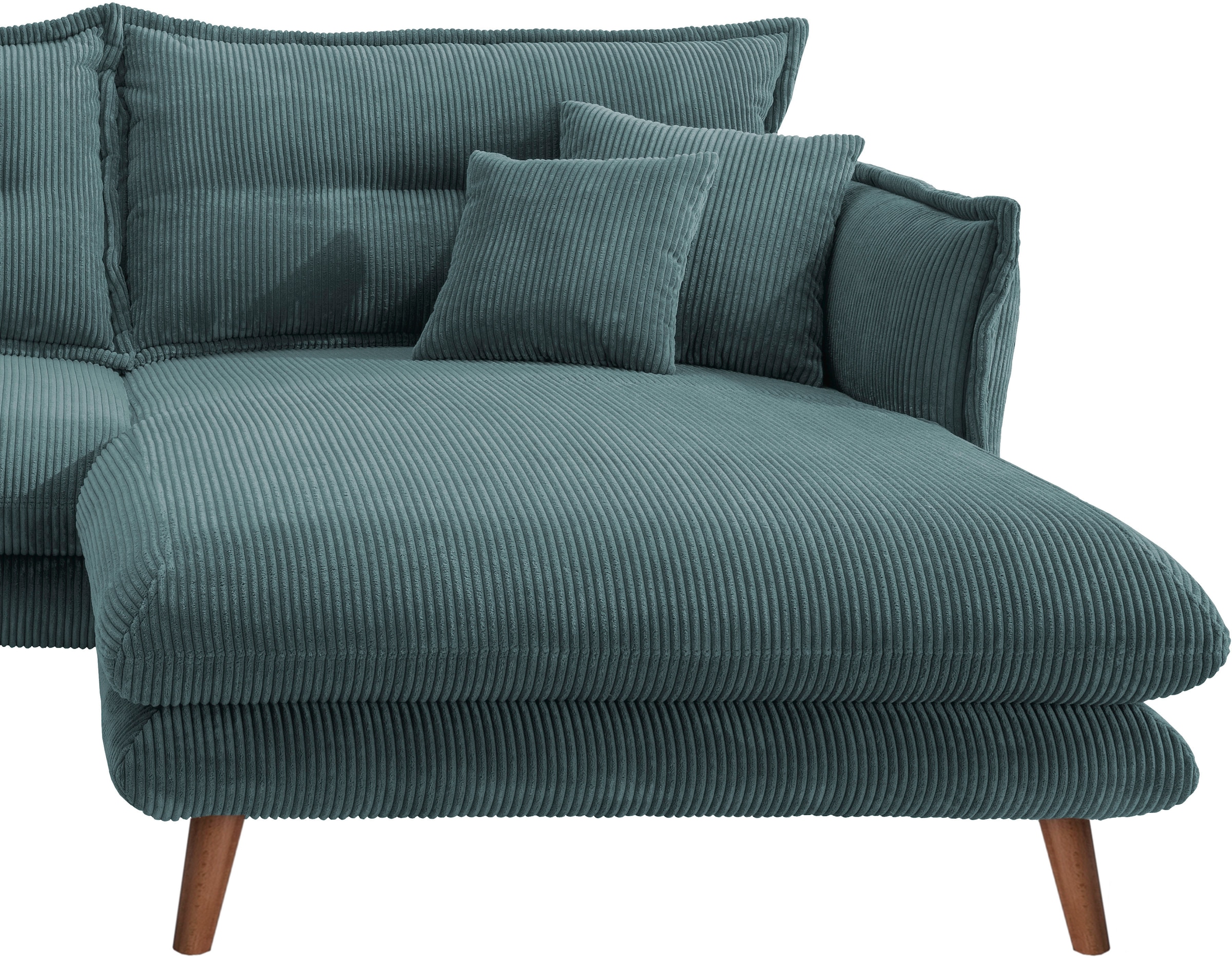 INOSIGN Ecksofa »Lazio modern und bequem, schmale Armlehnen, tolle Detailverarbeitung«, zwei verschiedene Fußfarben wählbar