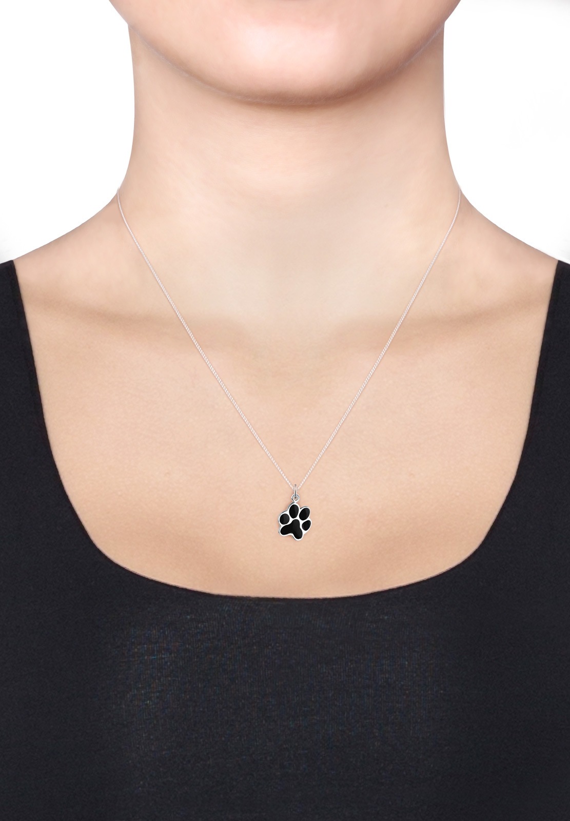 Elli Ohrring und Ketten Set »Schmuckset Pfote Schwarzes Emaille 925 Sterling Silber«