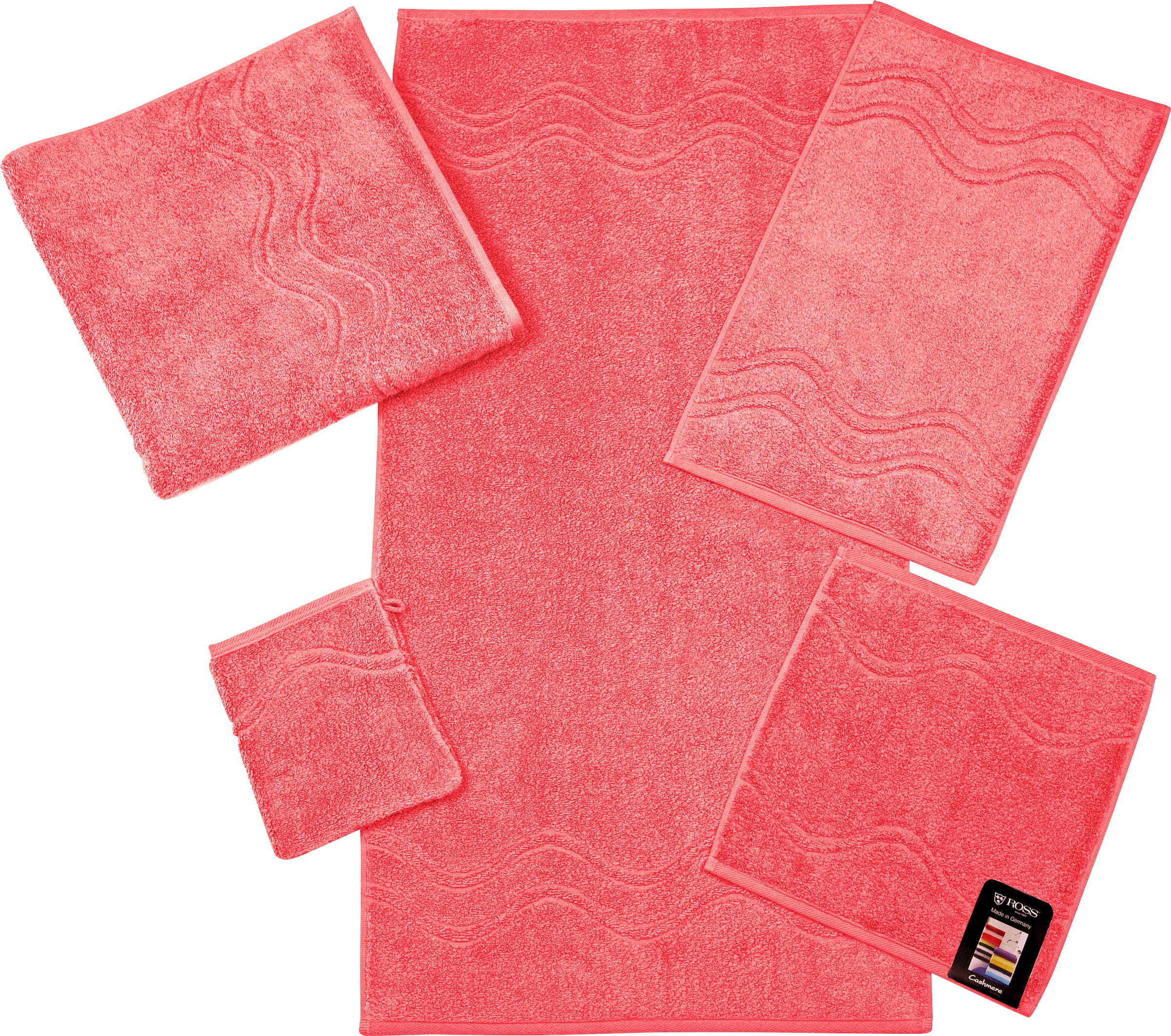 ROSS Duschtuch »Cashmere feeling«, (1 St.), 100% Baumwolle, mit Wellen-Bordüre, große Farbauswahl