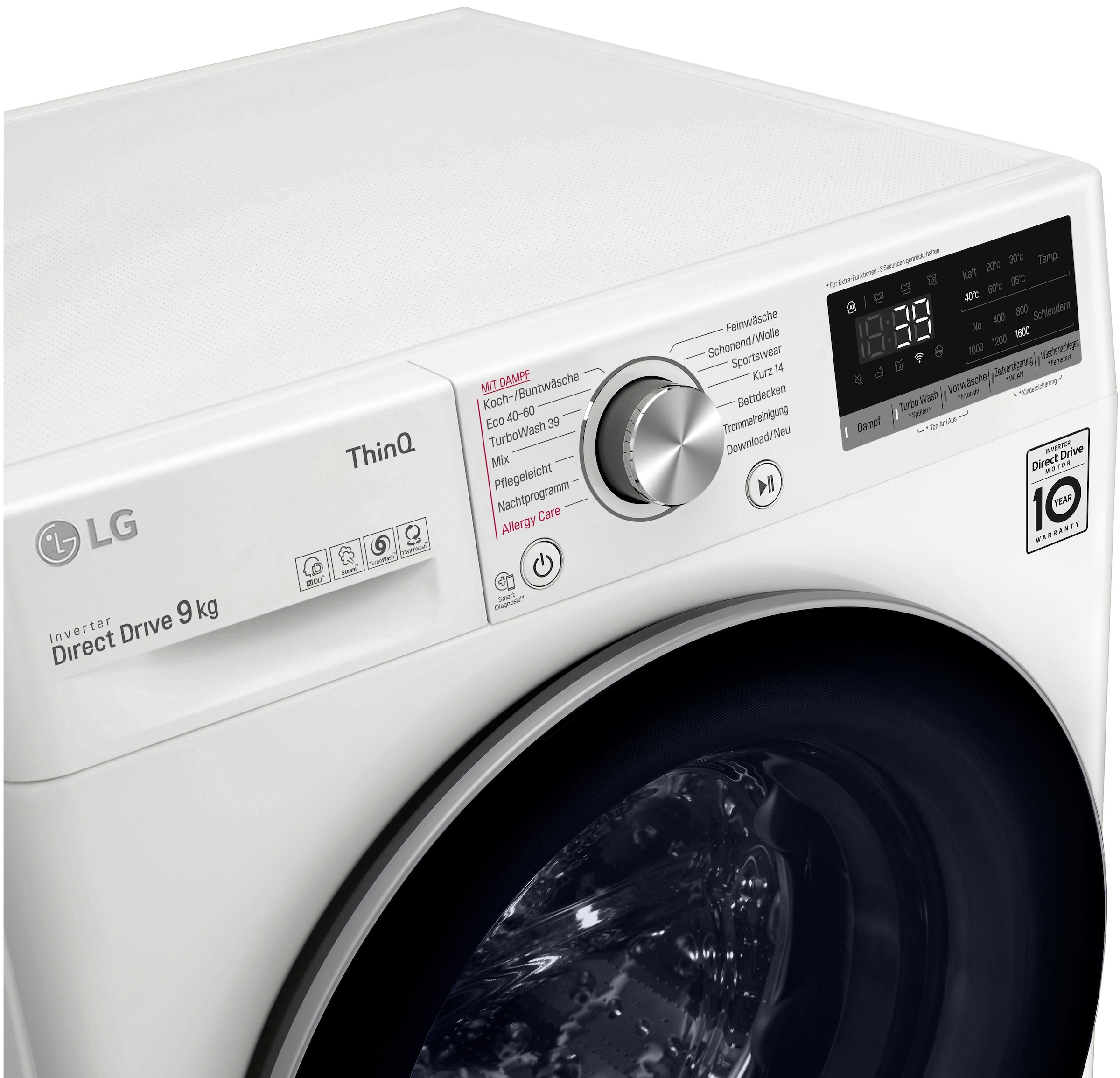 LG Waschmaschine »F6WV709P1«, 9 kg, 1600 U/min, TurboWash® - Waschen in nur 39 Minuten