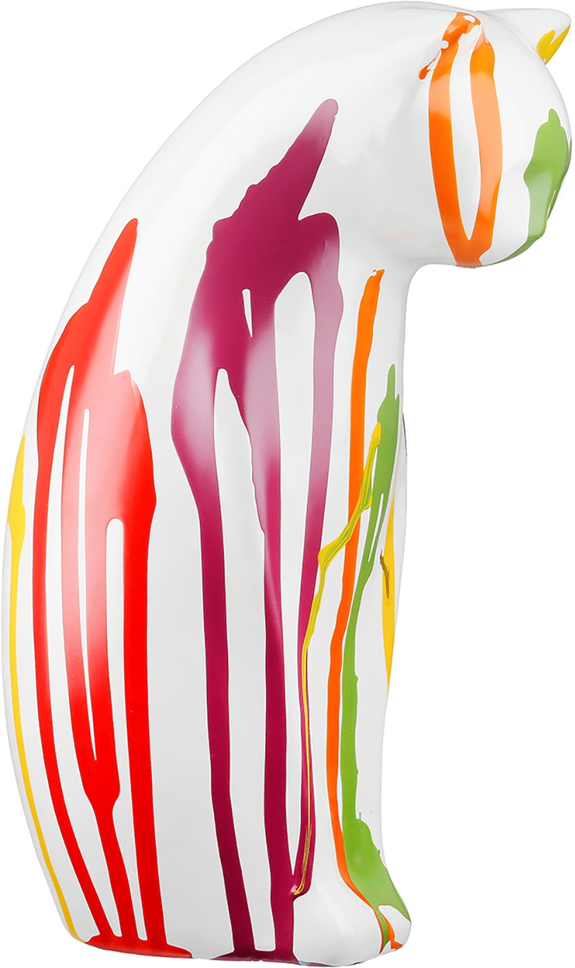 GILDE Skulptur »2tlg. Set Figur Katze Colori weiß« Tierfigur Wohnaccessoire Designkatze jugendliche farbenfrohe Deko