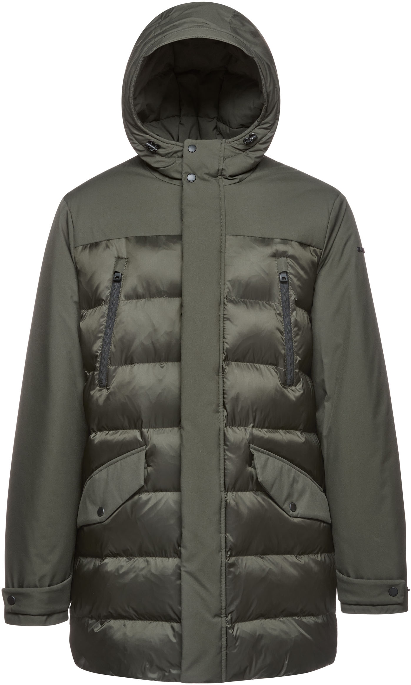 Geox Langjacke »SAPIENZA«, mit Kapuze, im Materialmix, 4 Taschen, Kapuze, verdeckter Reißverschluss