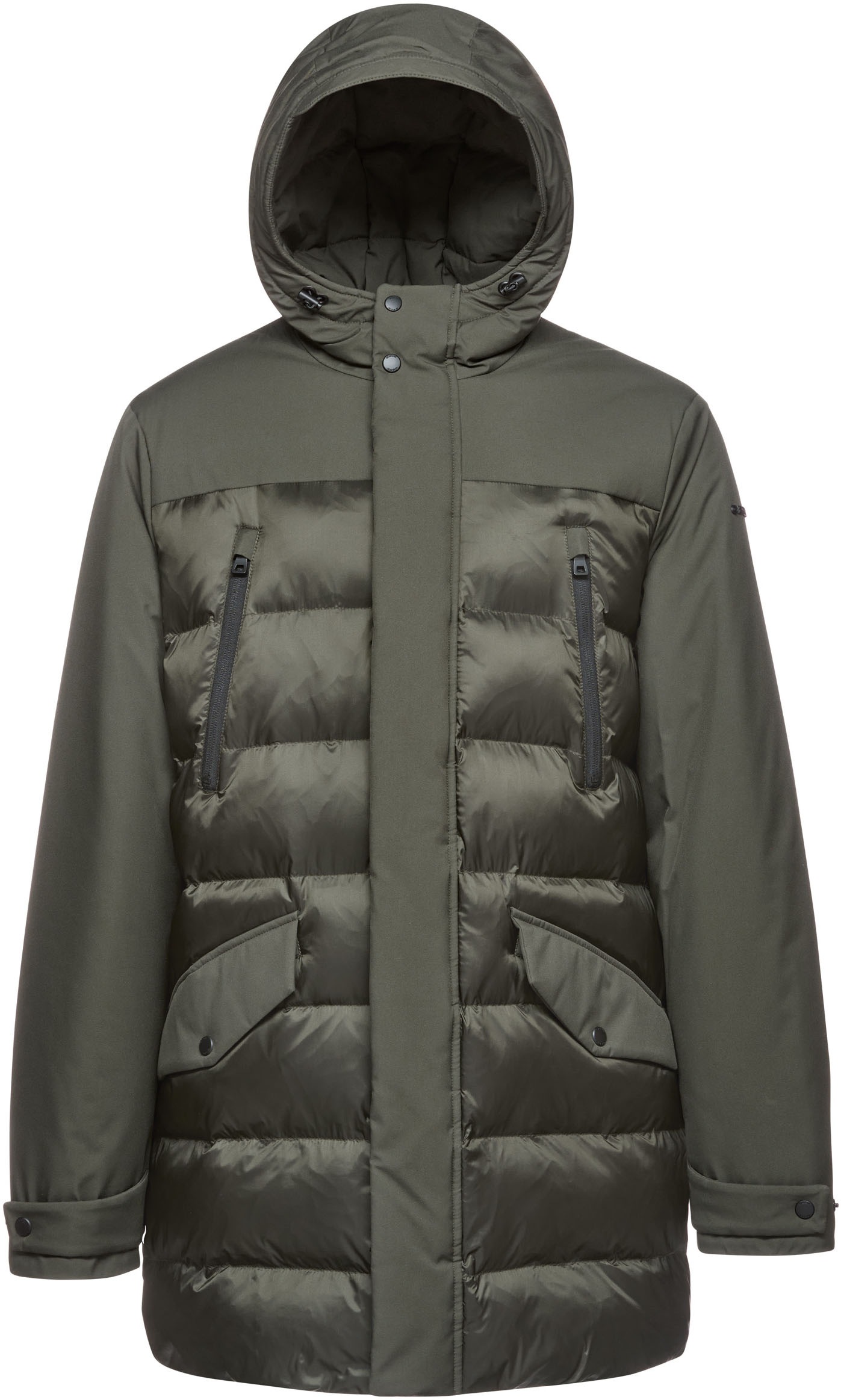 Geox Langjacke »SAPIENZA«, mit Kapuze, im Materialmix, 4 Taschen, Kapuze, verdeckter Reißverschluss