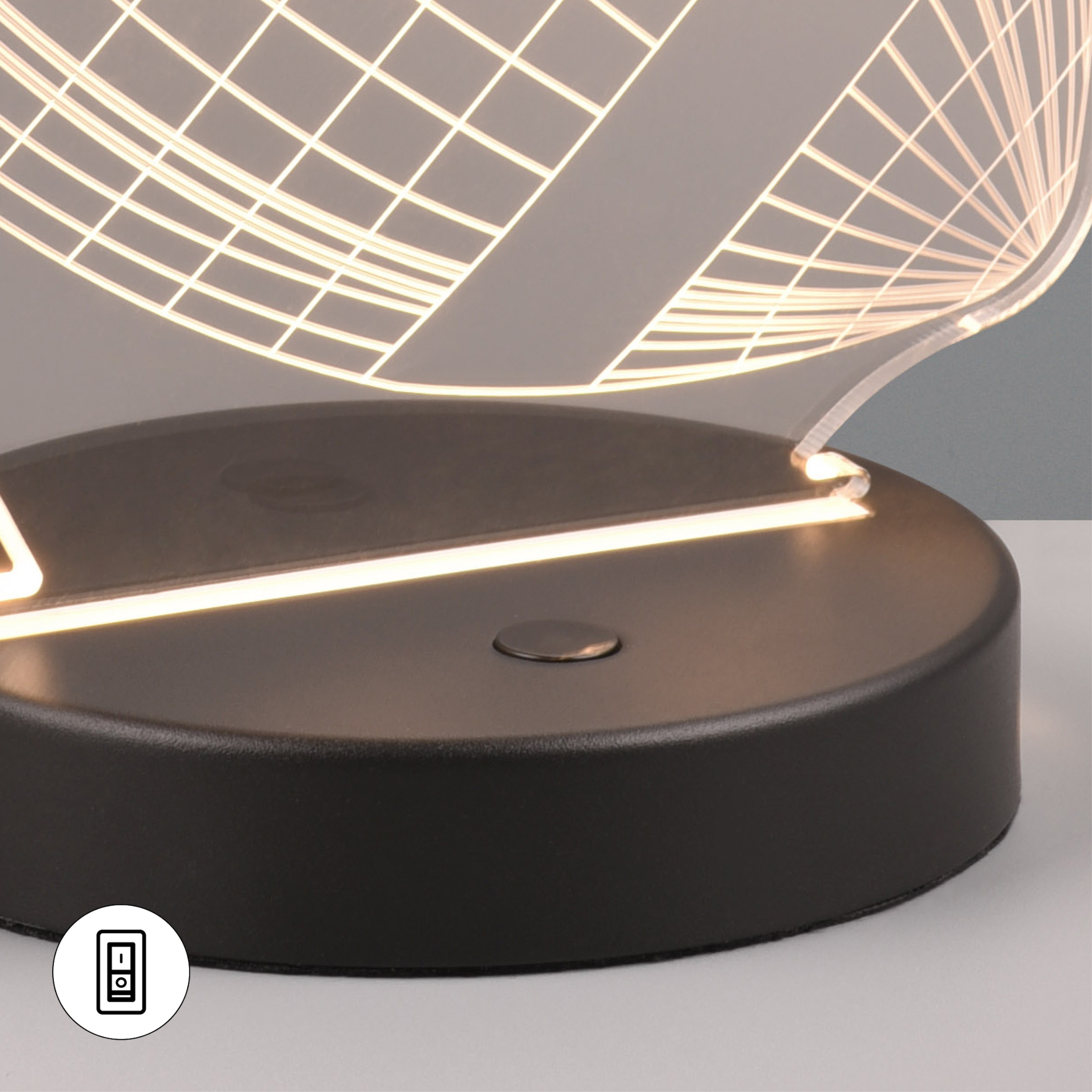 REALITY Leuchten LED Tischleuchte »FOOTBALL, Tischlampe in Football Form mit 3D-Effekt, Acryl, Höhe 22cm« LED-Board 1 Stk. RGB | Warmweiß 3,2W LED, RGB Farbwechsel Modus, 250 Lumen 3000K warmweiß, Base Ø 12cm