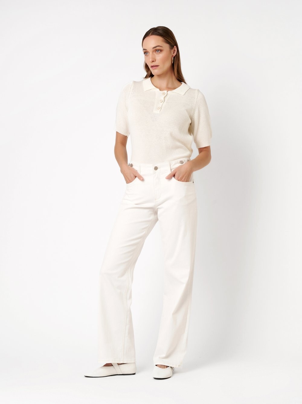 TONI Weite Jeans »Liv Wide« mit Schnallen und Knöpfen am Bund