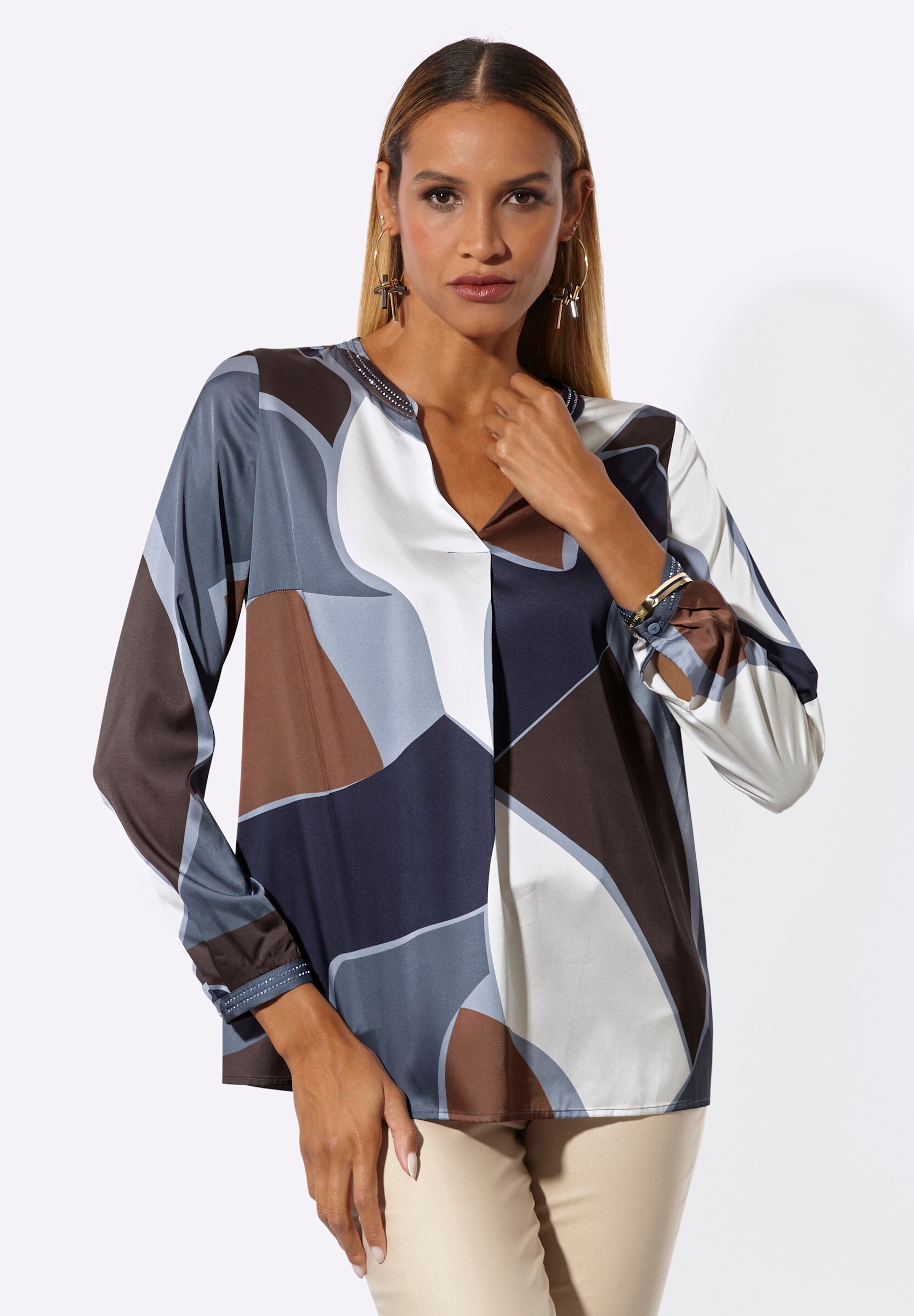 creation L Klassische Bluse »Bluse Langarm-Bluse in Satin-Qualität«