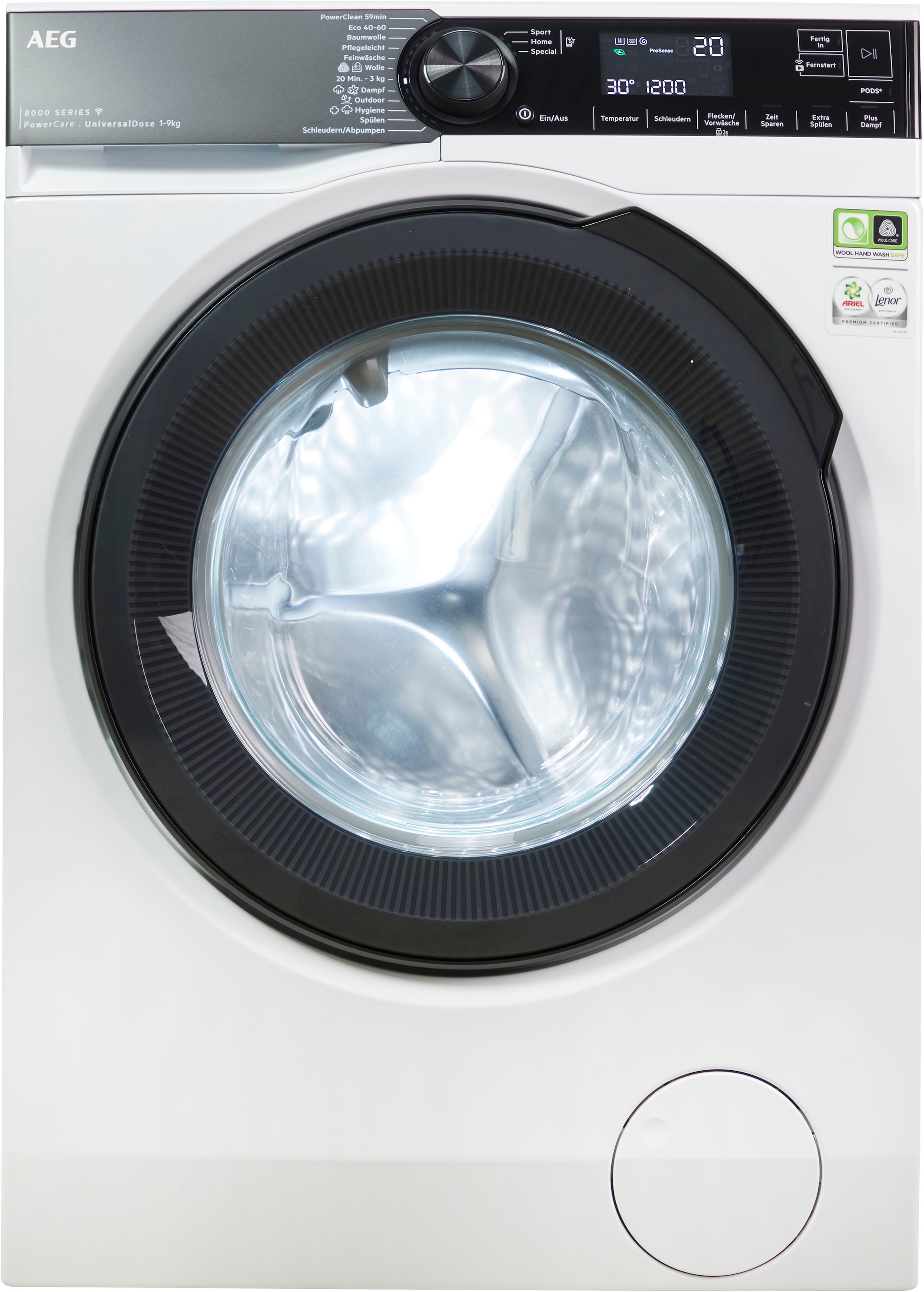 AEG Waschmaschine »LR8E75490«, 8000 PowerCare, LR8E75490, 9 kg, 1400 U/min, PowerClean - Fleckenentfernung in 59 Min. bei nur 30 °C & Wifi