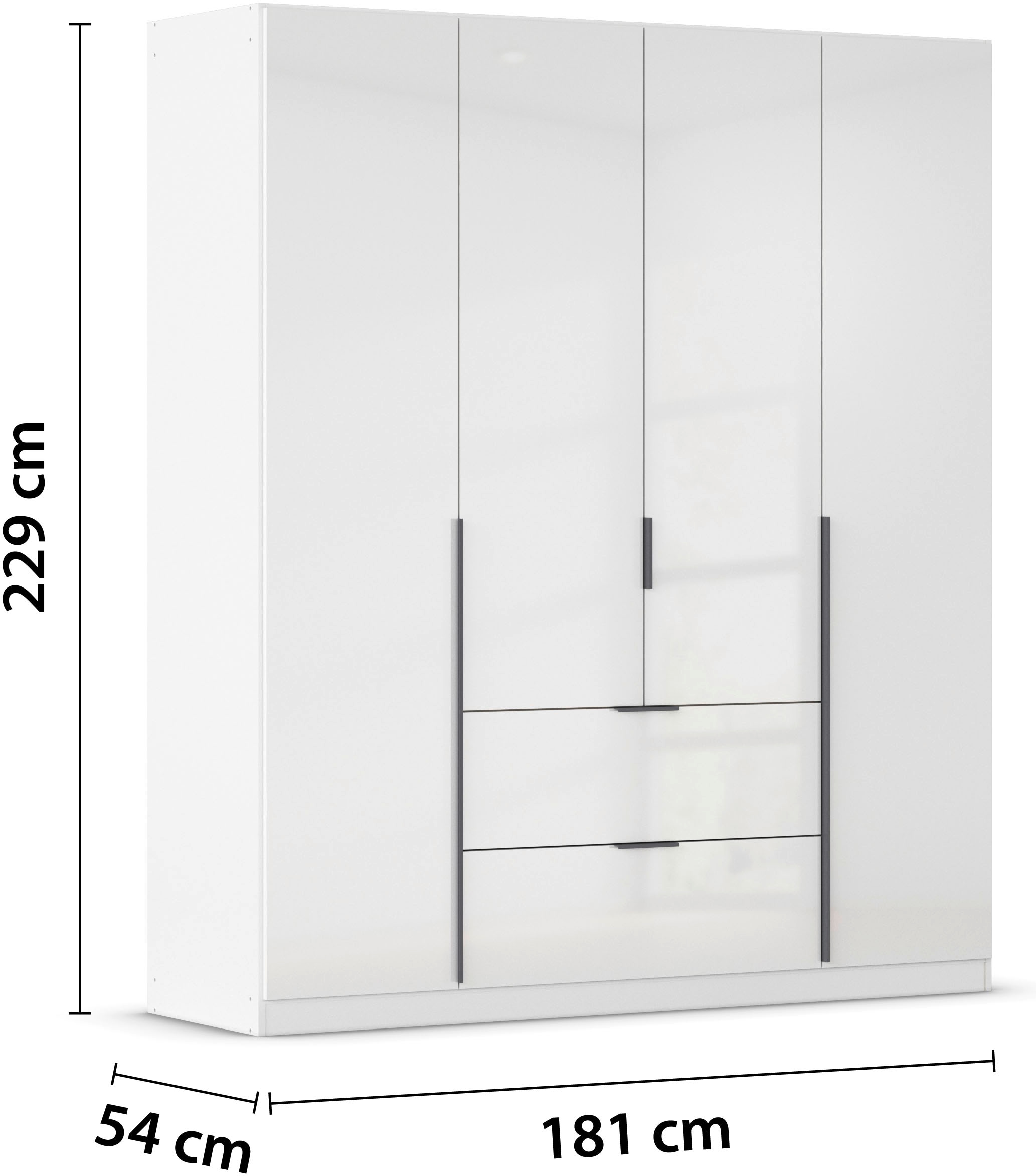 rauch Drehtürenschrank »Kleiderschrank Schrank Garderobe AGORDO mit Dekor- oder Hochglanzfront«, (in zwei Griff-Farben mit Dekor- oder Hochglanzfront), mit Außenschubkästen, in 6 Breiten und 2 Höhen MADE IN GERMANY