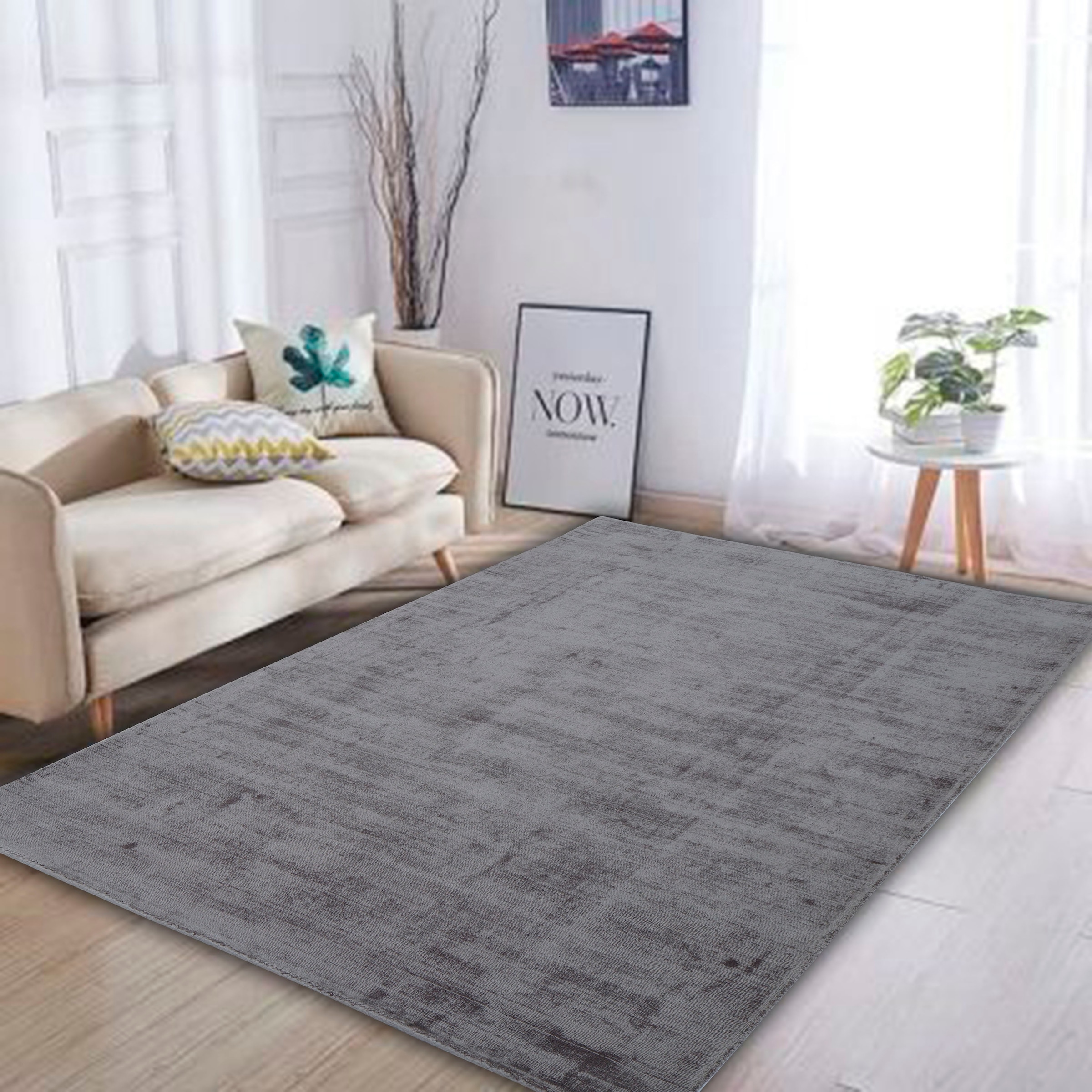 Teppich »Esha«, rechteckig, eleganter Kurzflorteppich, Seiden-Optik,  einfarbig, weiche Viskose im OTTO Online-Shop