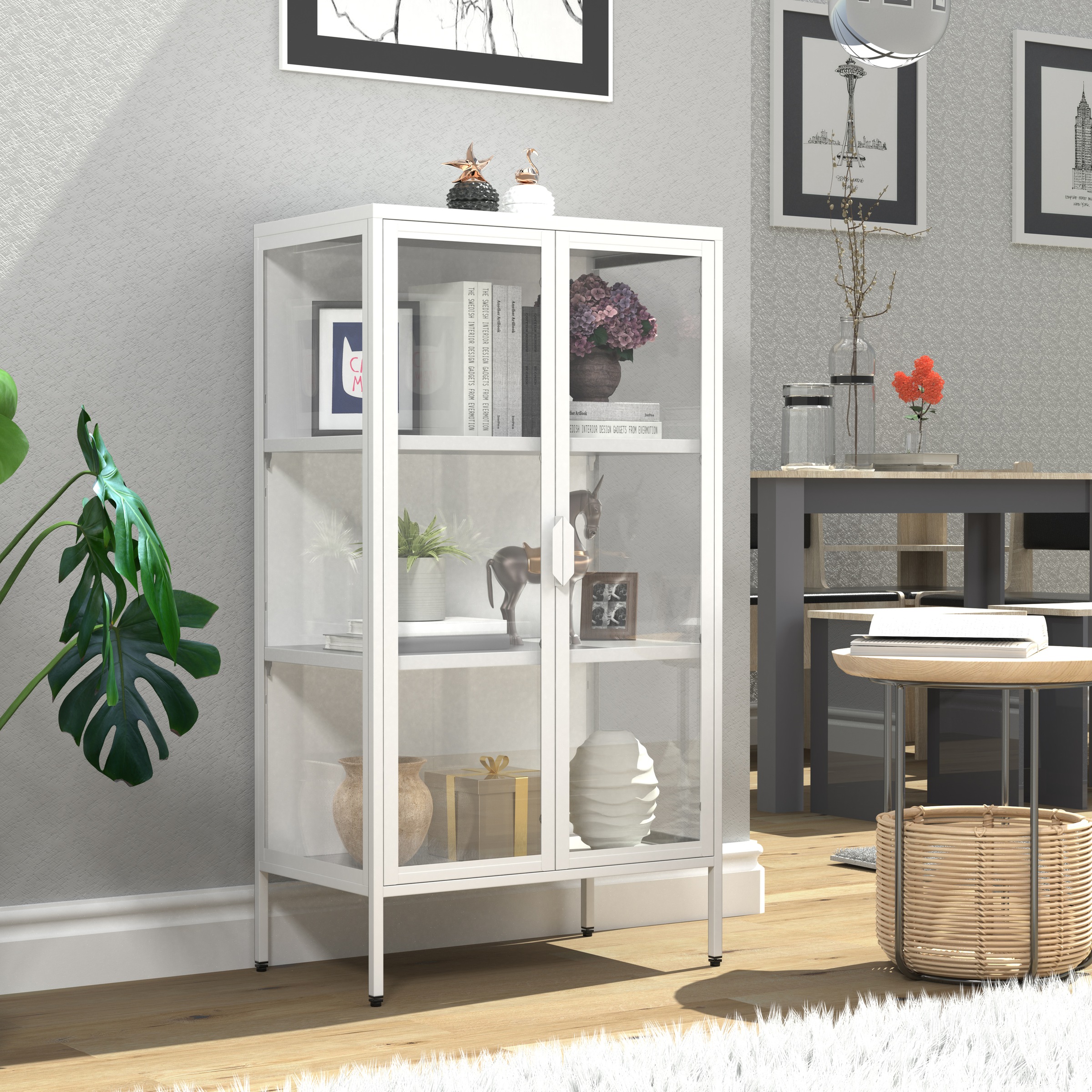 VCM Standvitrine »Stahl Glas Standvitrine Vitrine Schaukasten FlokaM«