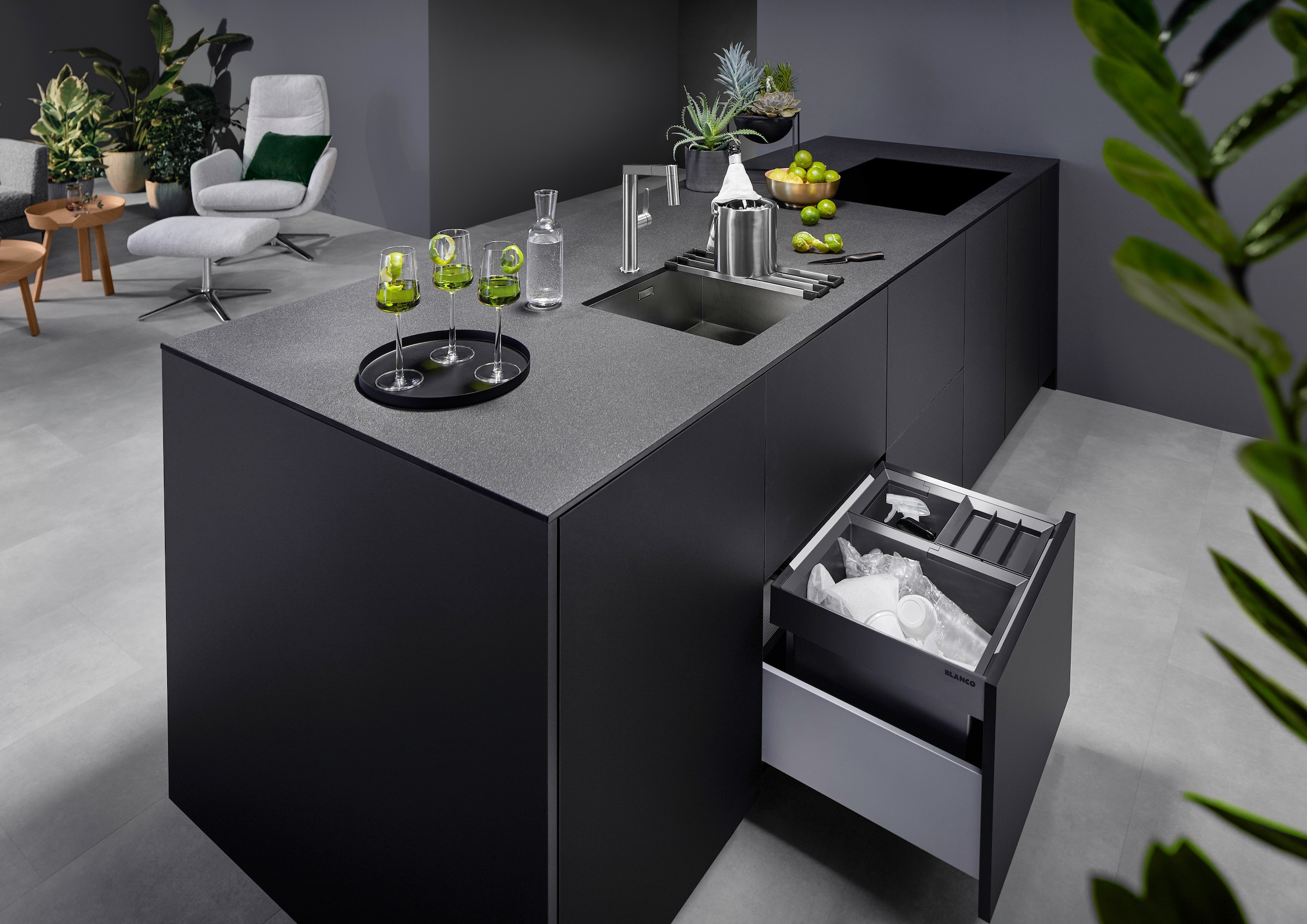 Blanco Einbaumülleimer »FLEXON II Low XL 60/3« 3 Behälter Abwaschbare und entnehmbare Eimer