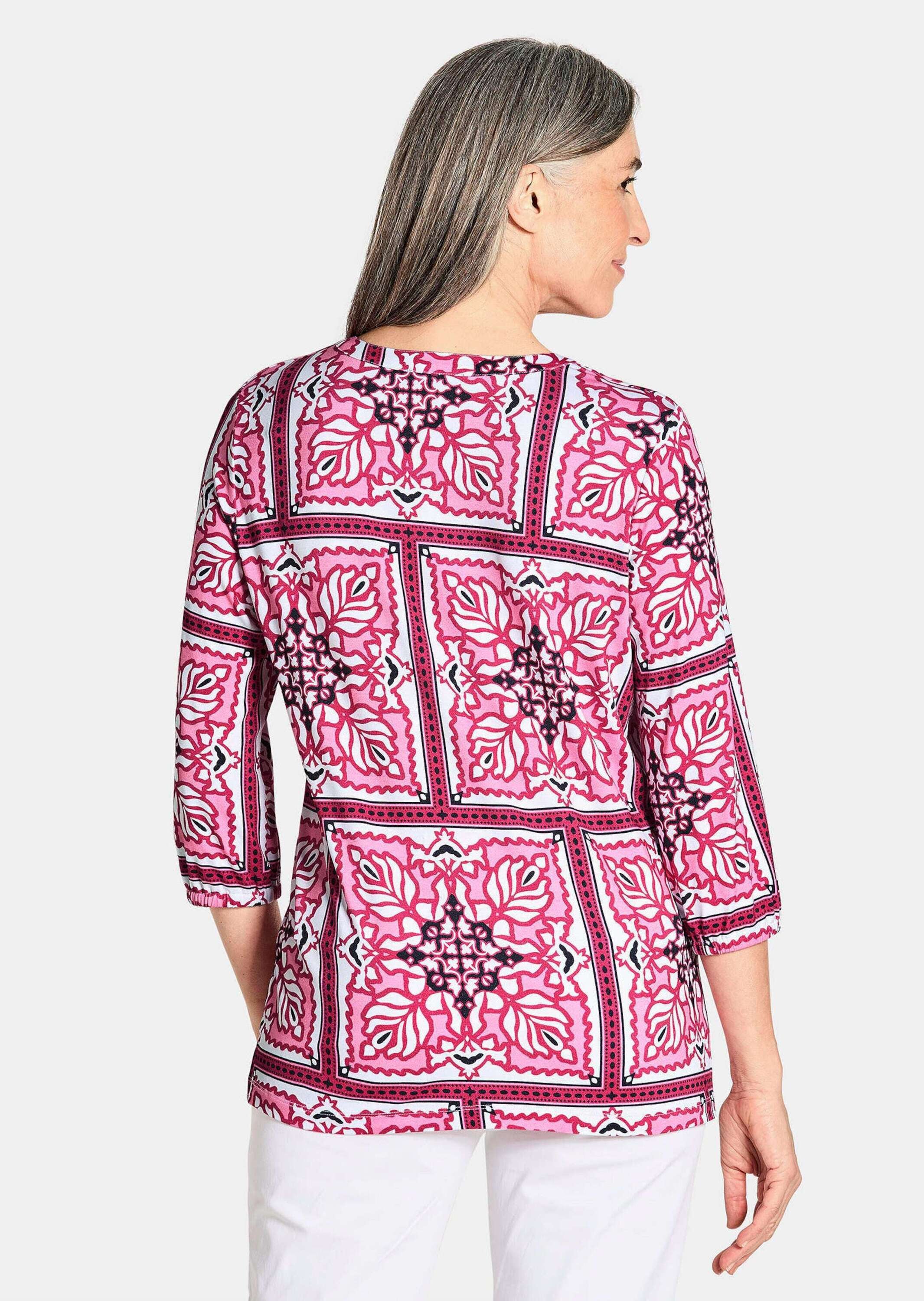 GOLDNER Schlupfbluse »Kurzgröße Bluse mit Muster, Halbarm«