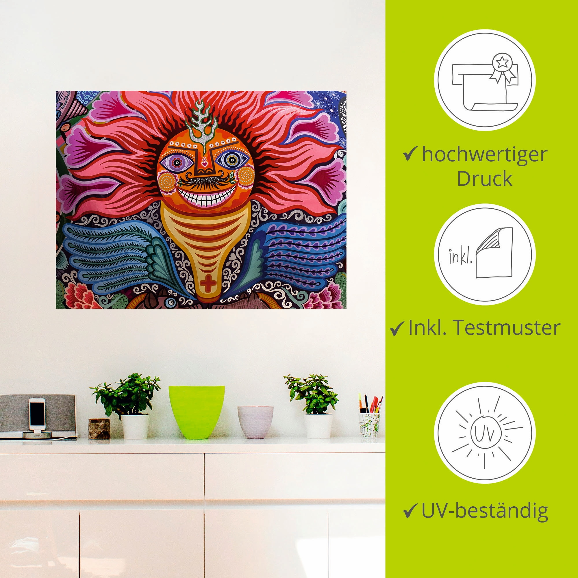 Artland Wandfolie »Farbenfrohe abstrakte Grafik«, klassische Fantasie, (1 St.), selbstklebend